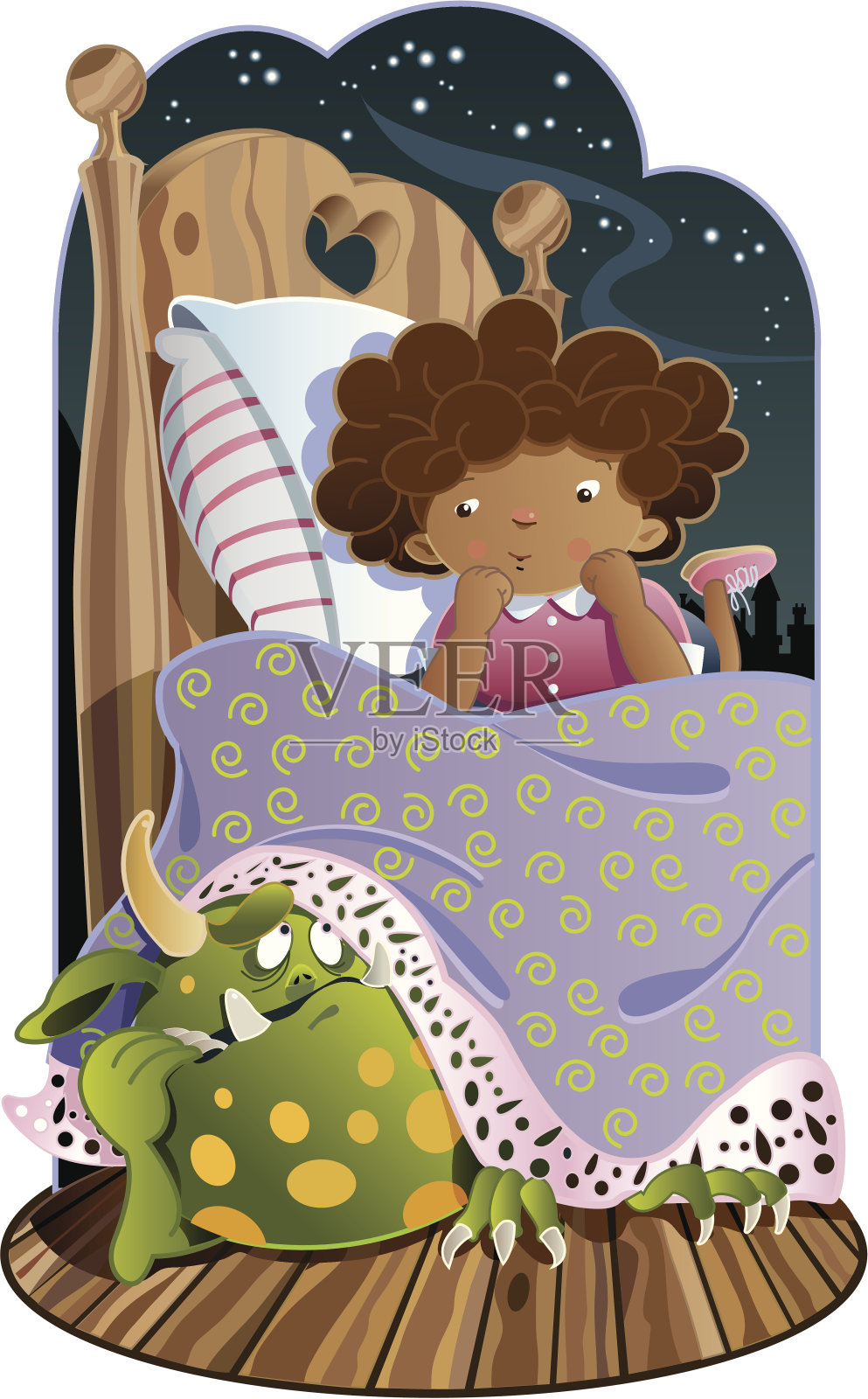 床下的怪物插画图片素材