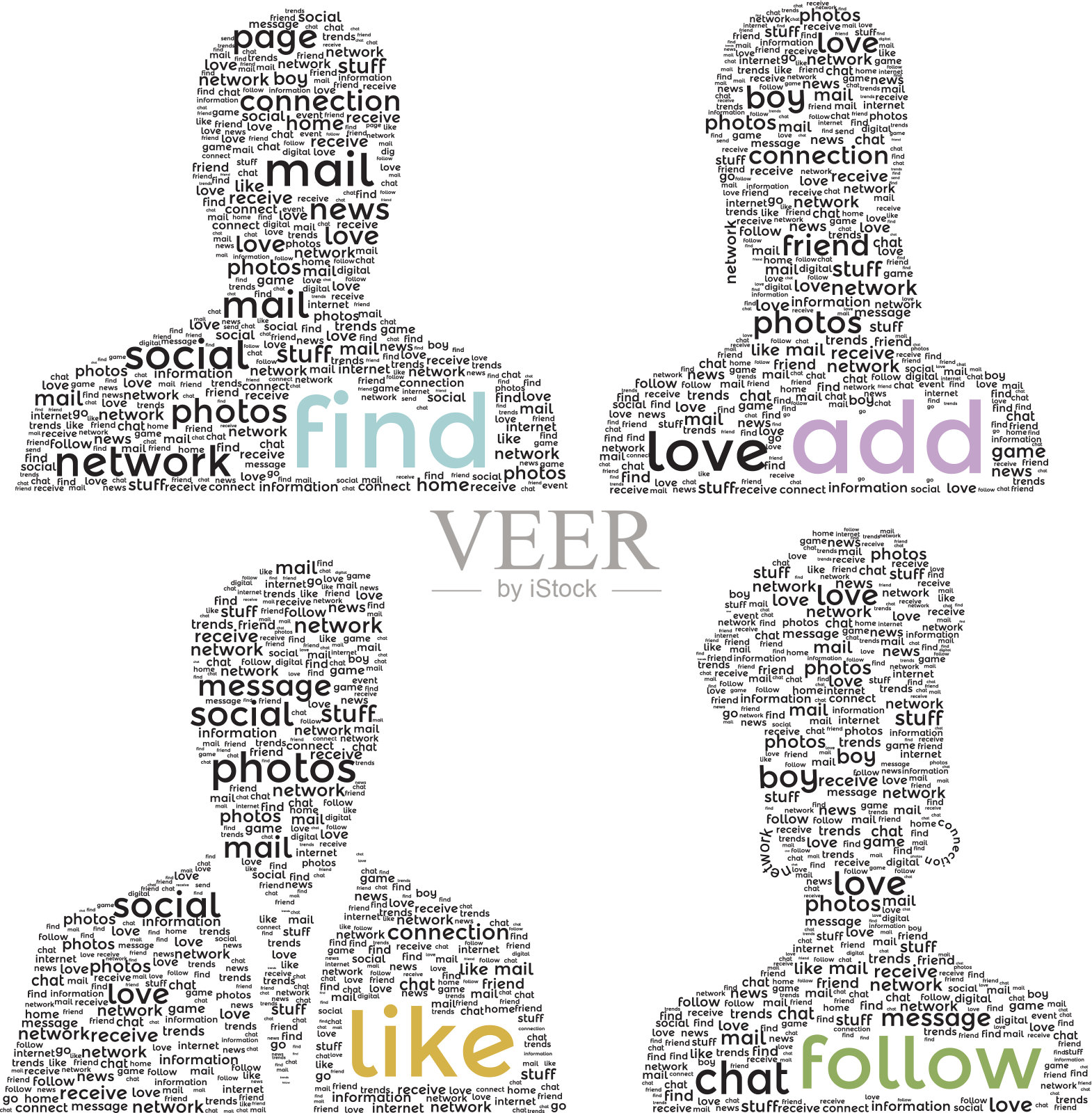 文本头部轮廓插画图片素材