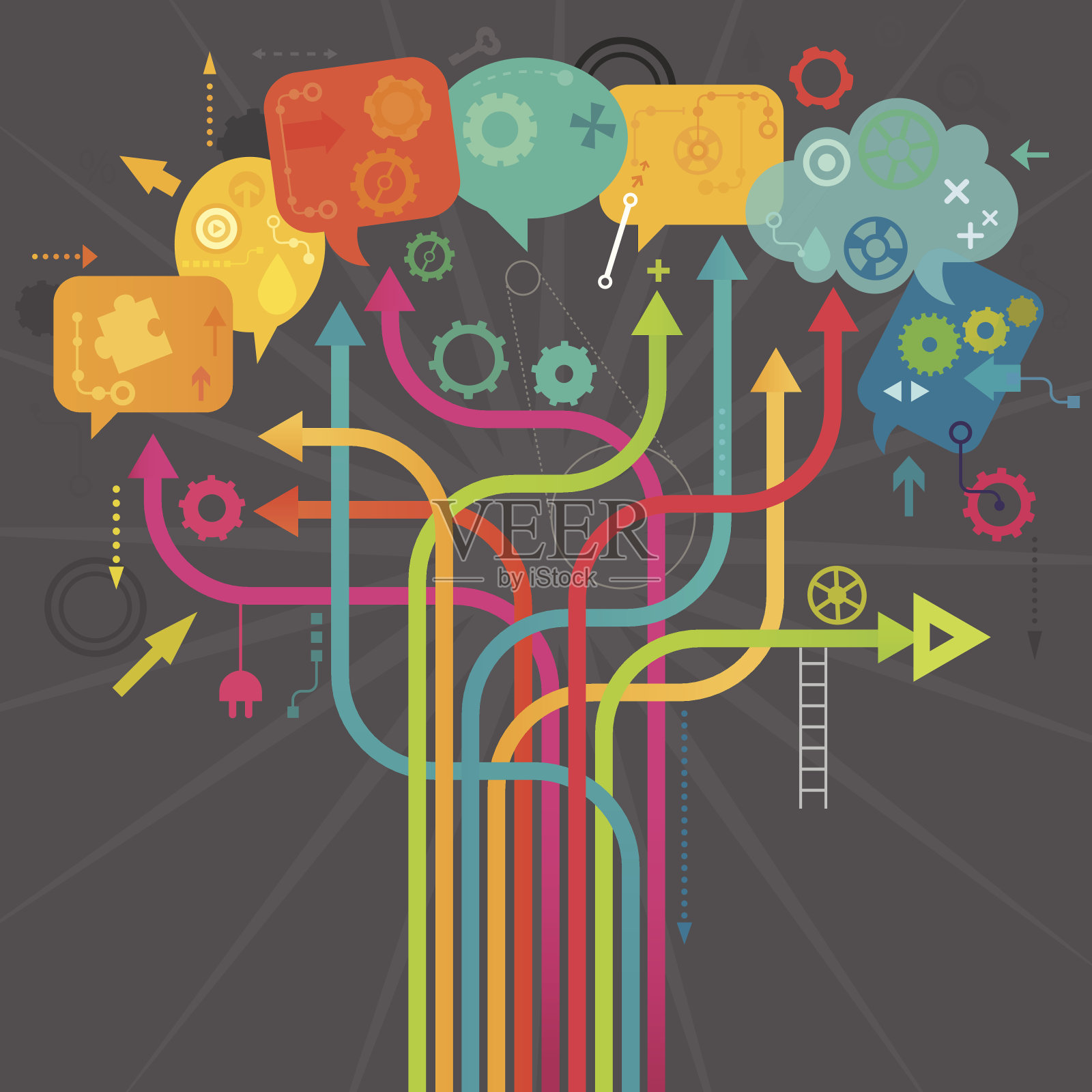 社交媒体树充满活力的设计插画图片素材