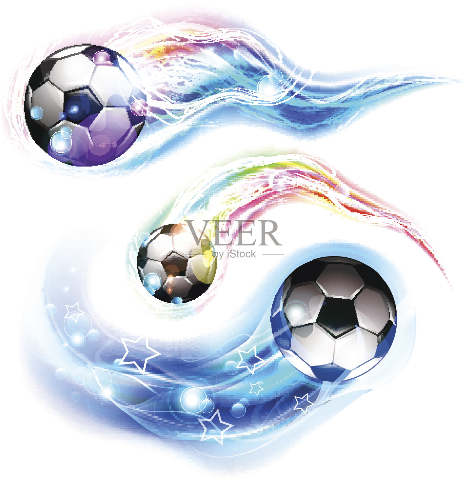 彩色的足球轨迹插画图片素材