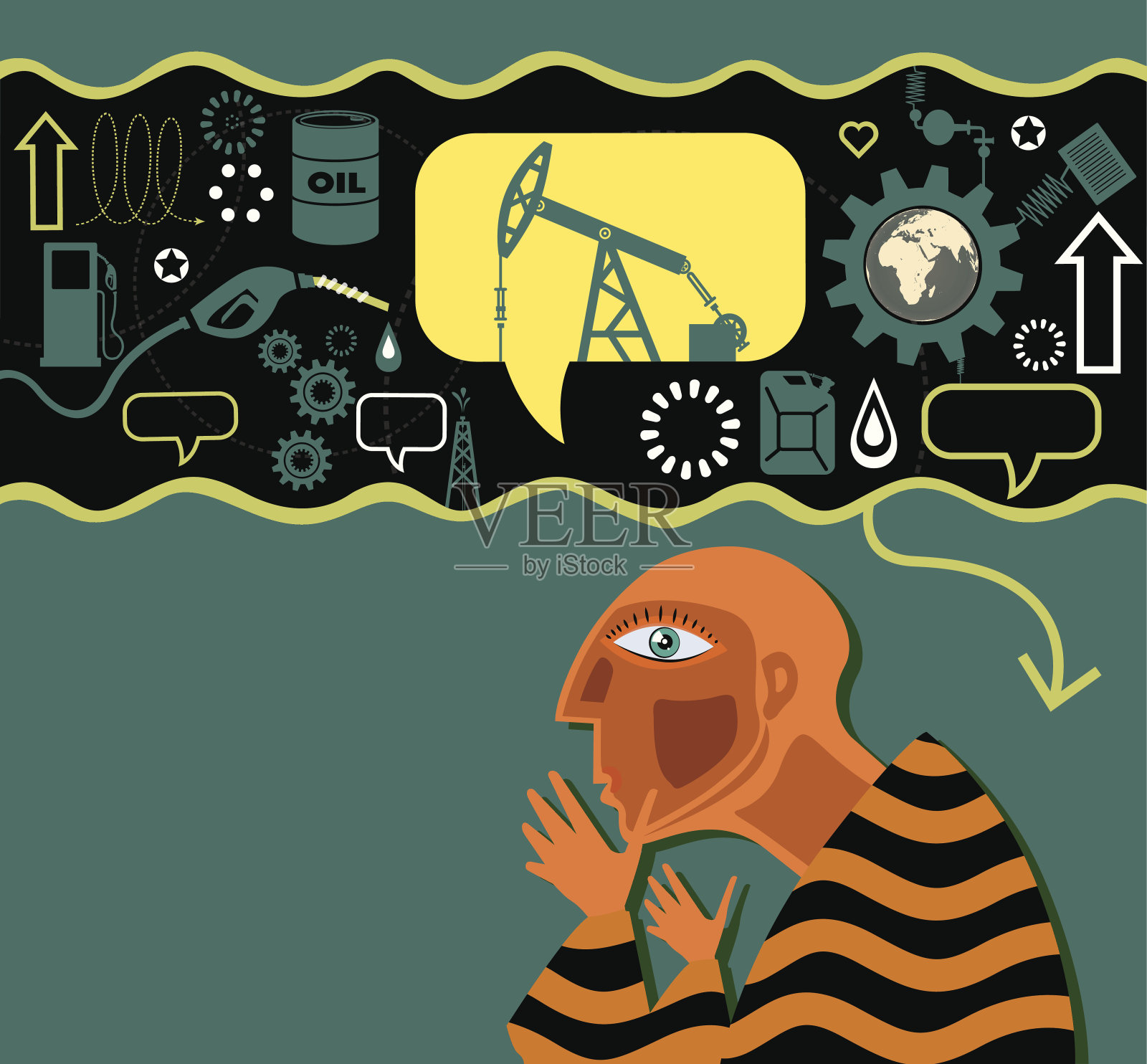 石油生产与世界插画图片素材