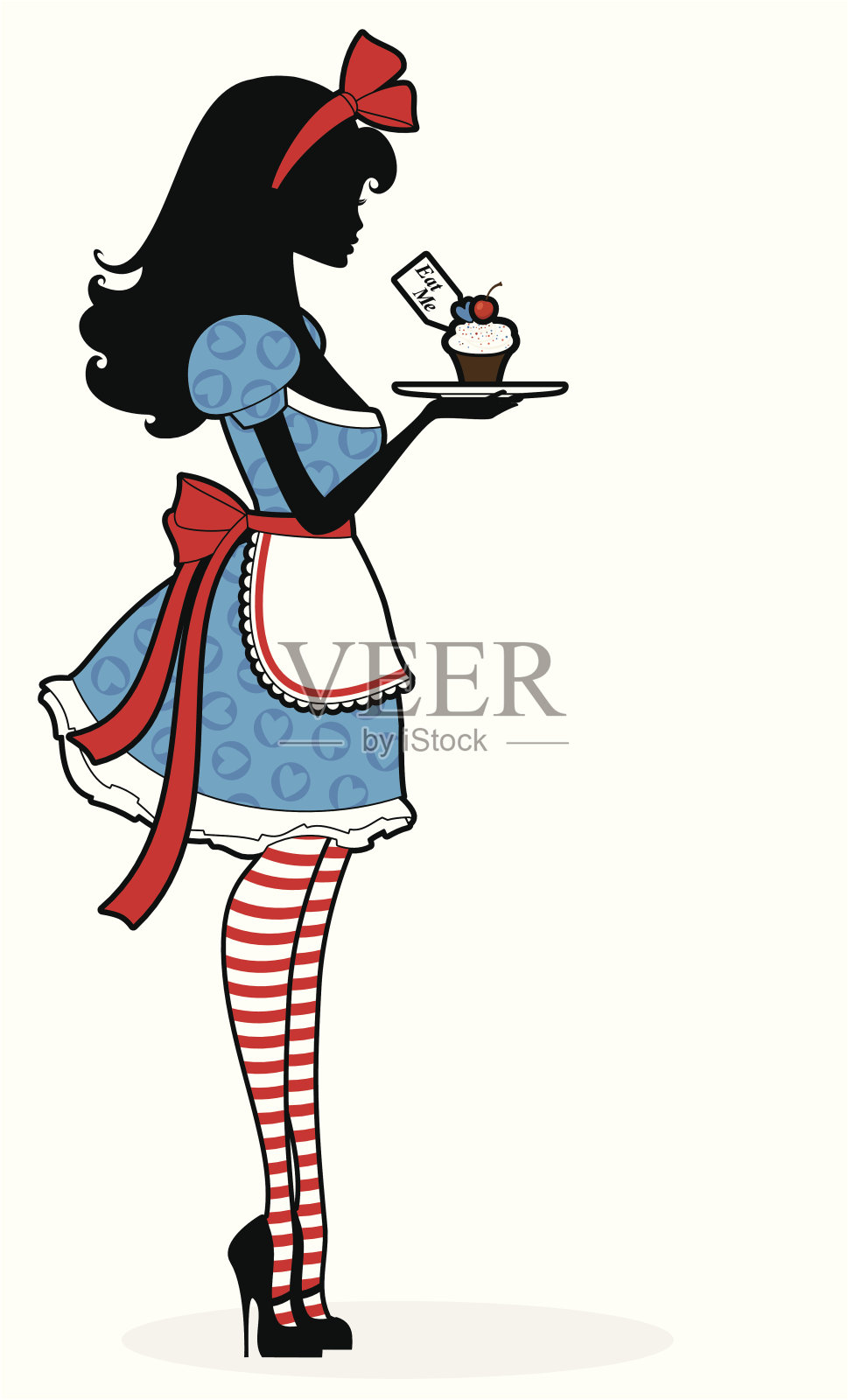 蛋糕的女孩插画图片素材