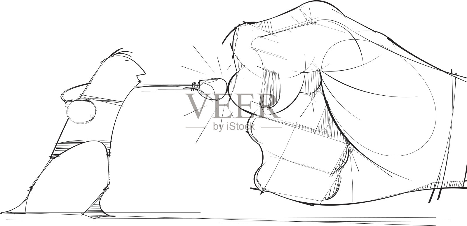 挥拳大拳插画图片素材