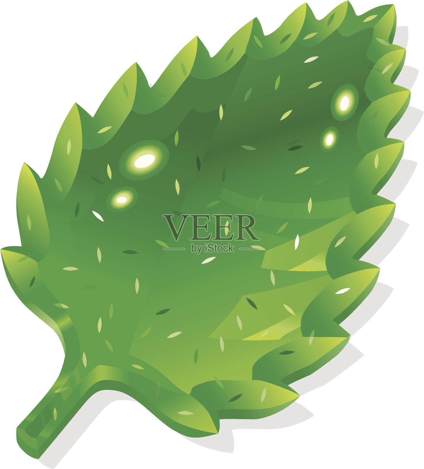 薄荷叶宝石(森林绿)。设计元素图片