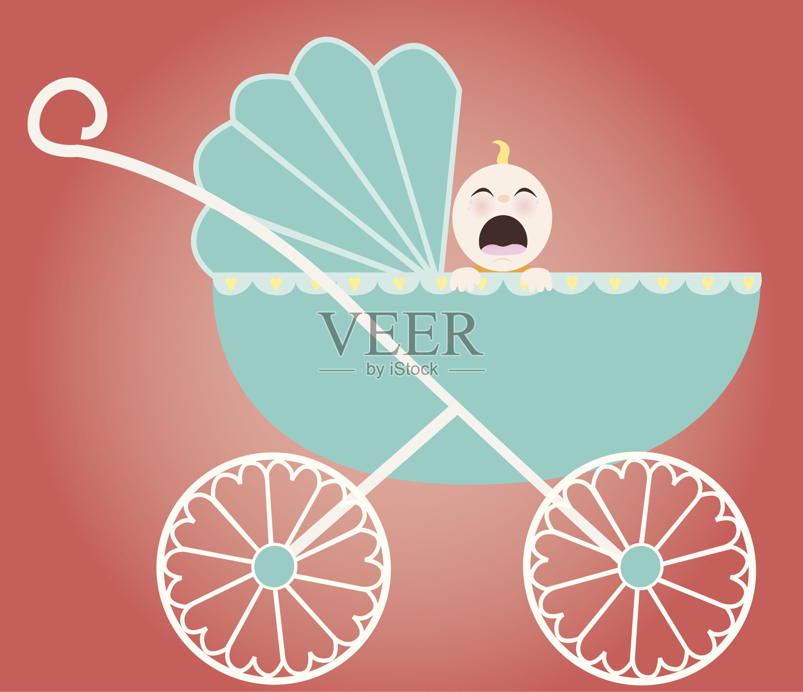 婴儿和马车设计元素图片