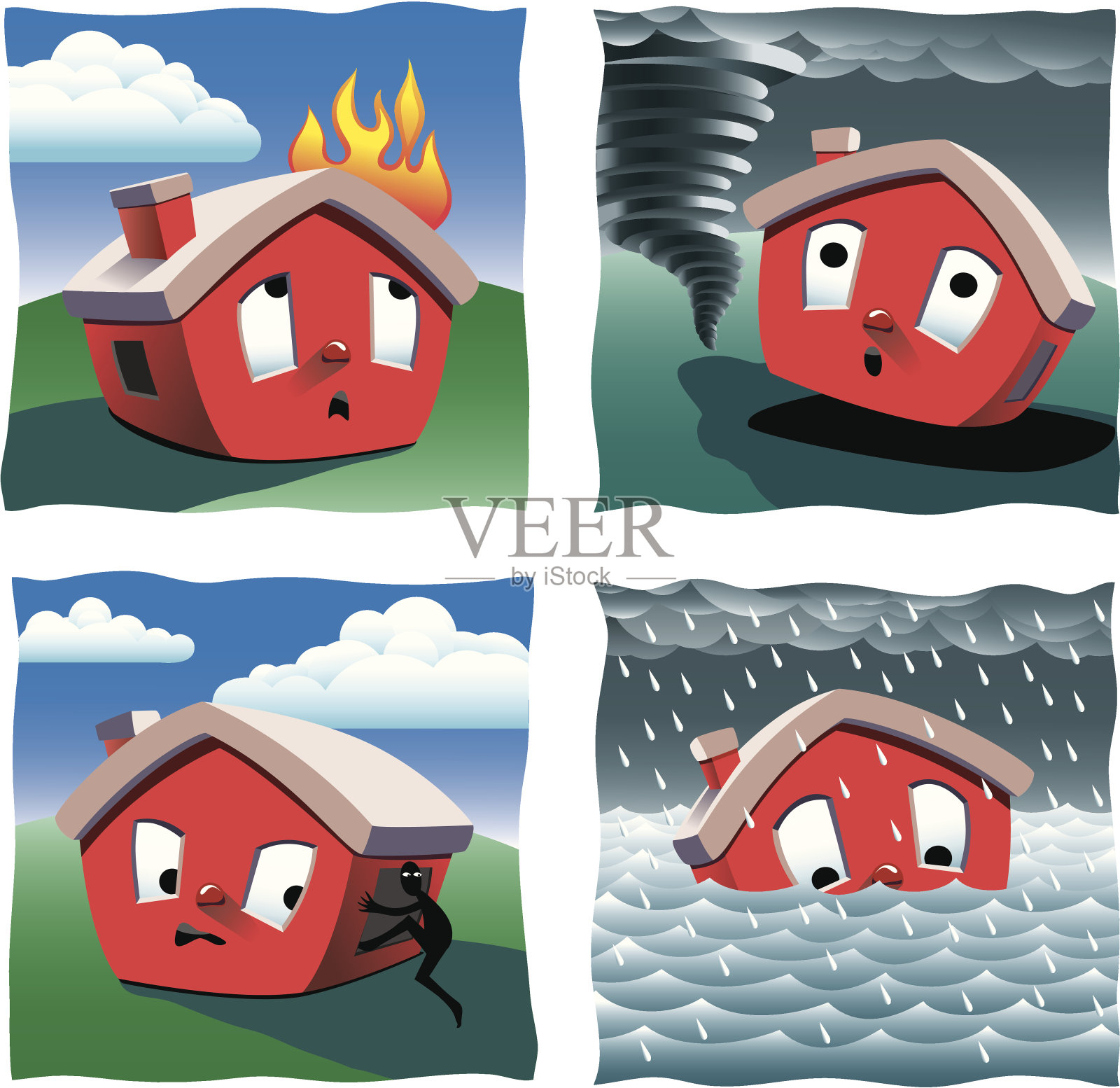 房屋保险插画图片素材