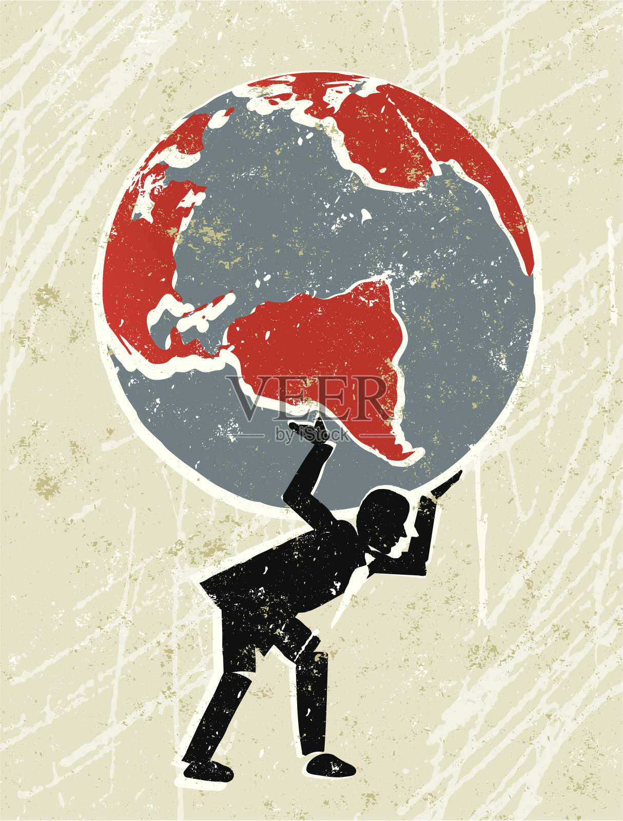 地球由一个商人搬运。插画图片素材