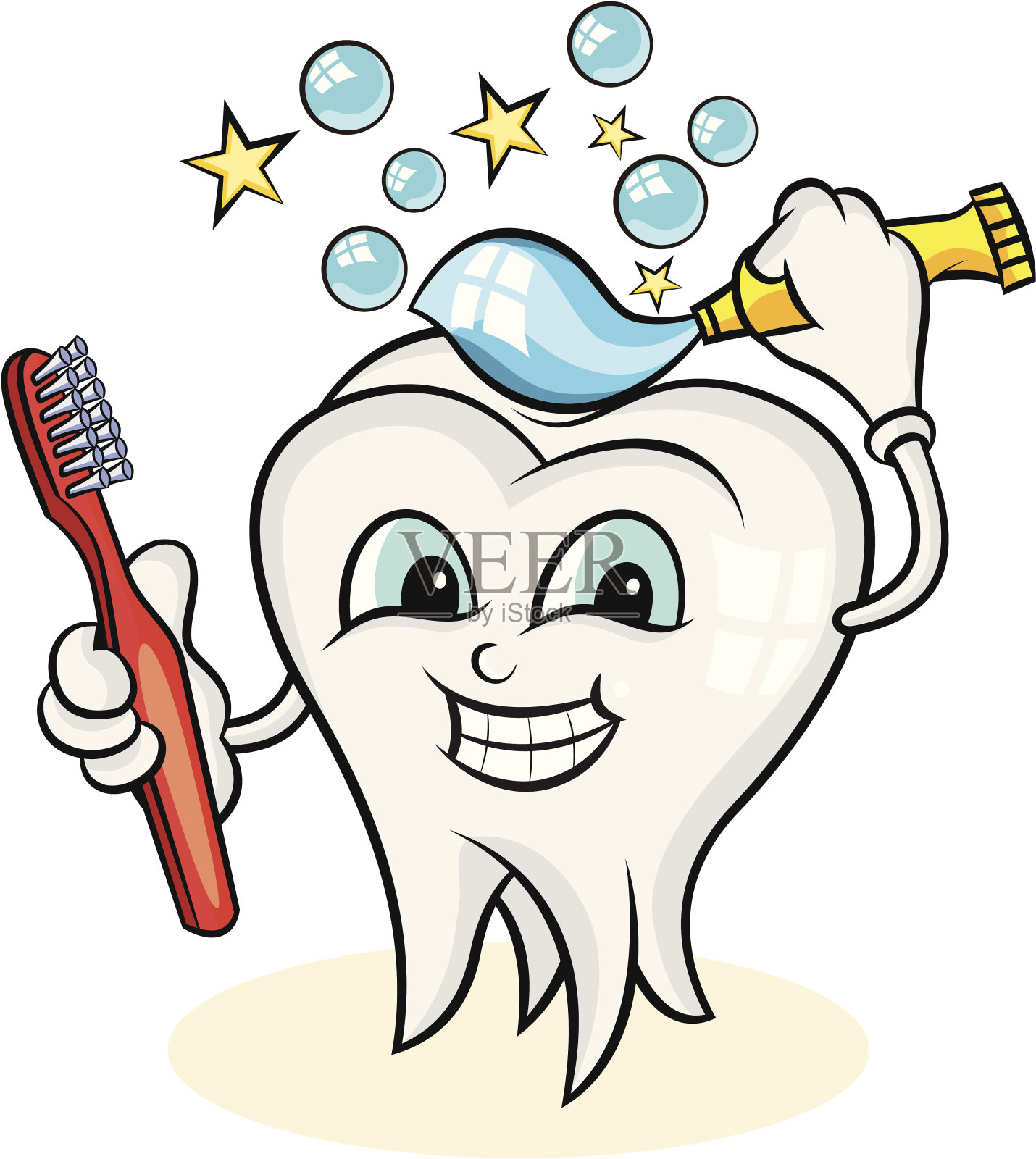 牙齿和牙膏插画图片素材