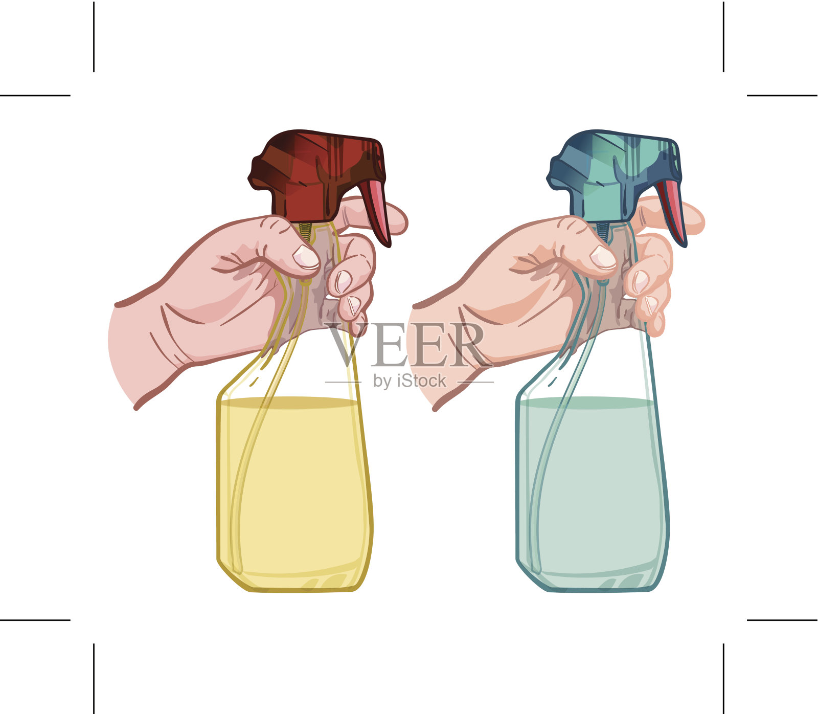 手和喷雾器(垂直)插画图片素材