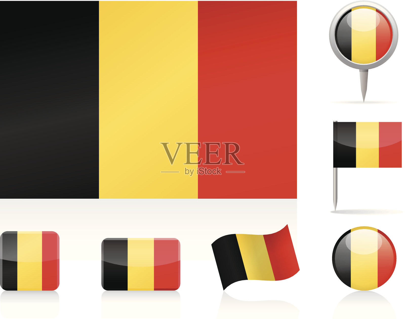 比利时国旗-图标设置设计元素图片