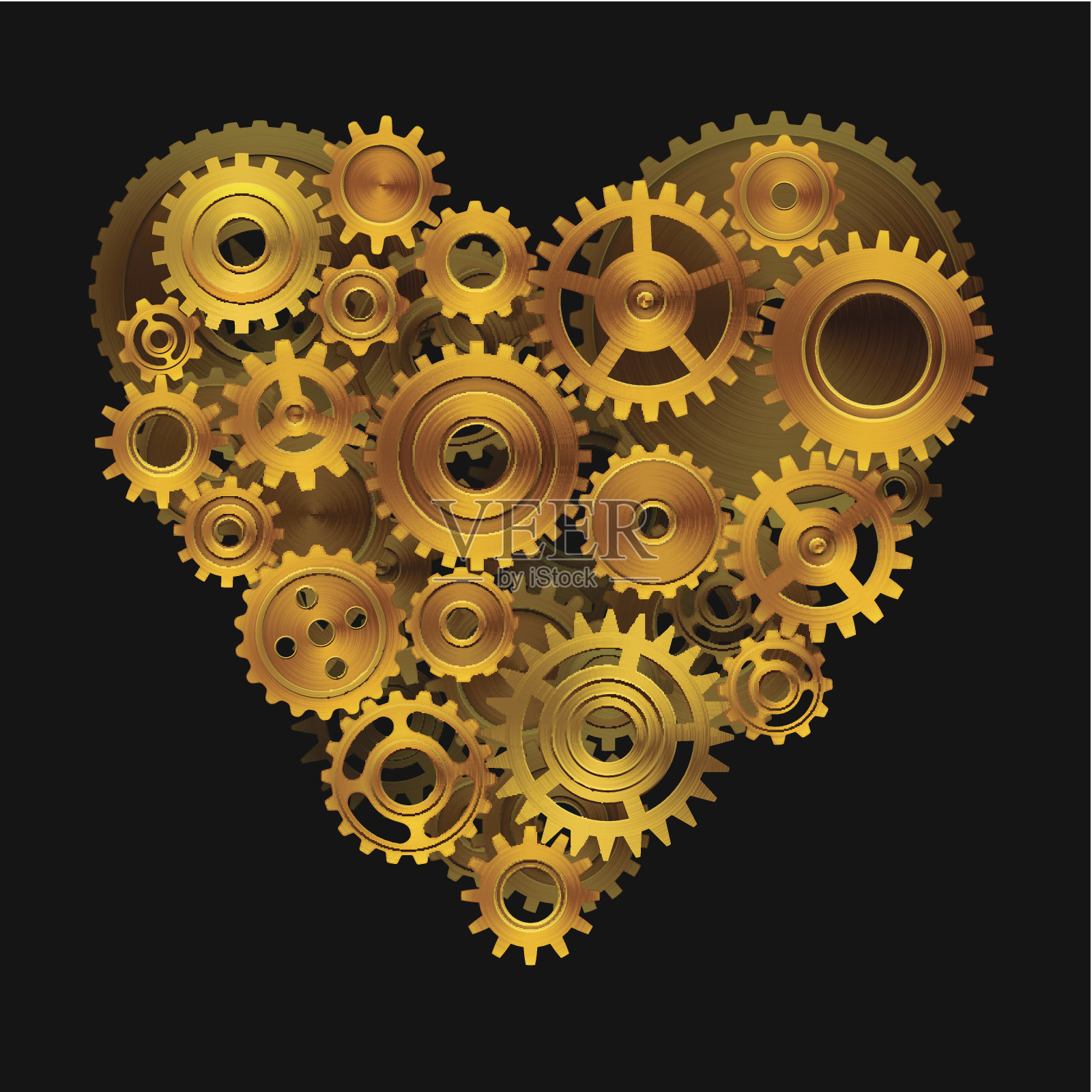 金色的心插画图片素材