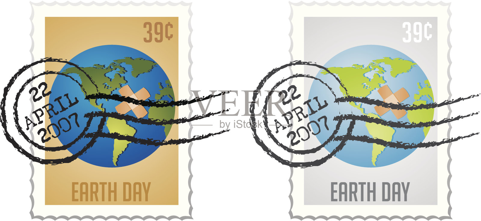 邮票系列“地球日邮资”插画图片素材