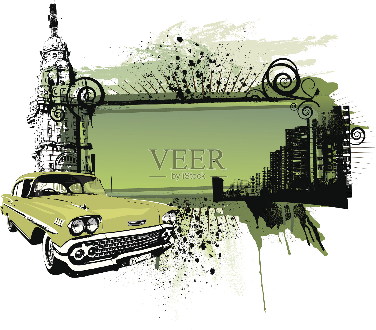 经典迷人的垃圾摇滚横幅插画图片素材