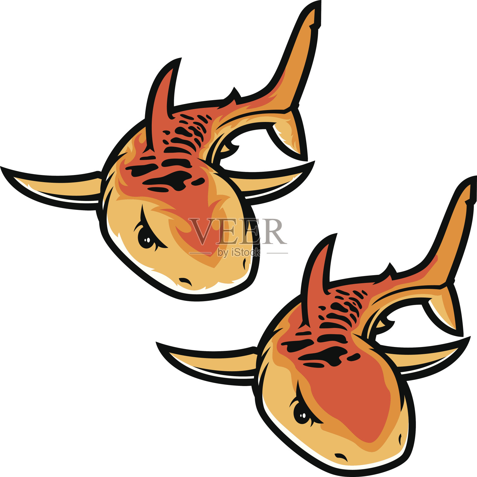 虎鲨火烧的插画图片素材