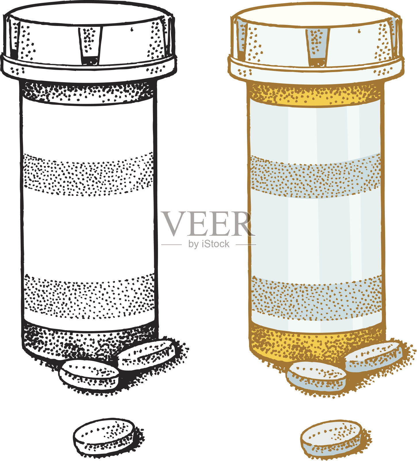 处方瓶和药丸-药物插画图片素材