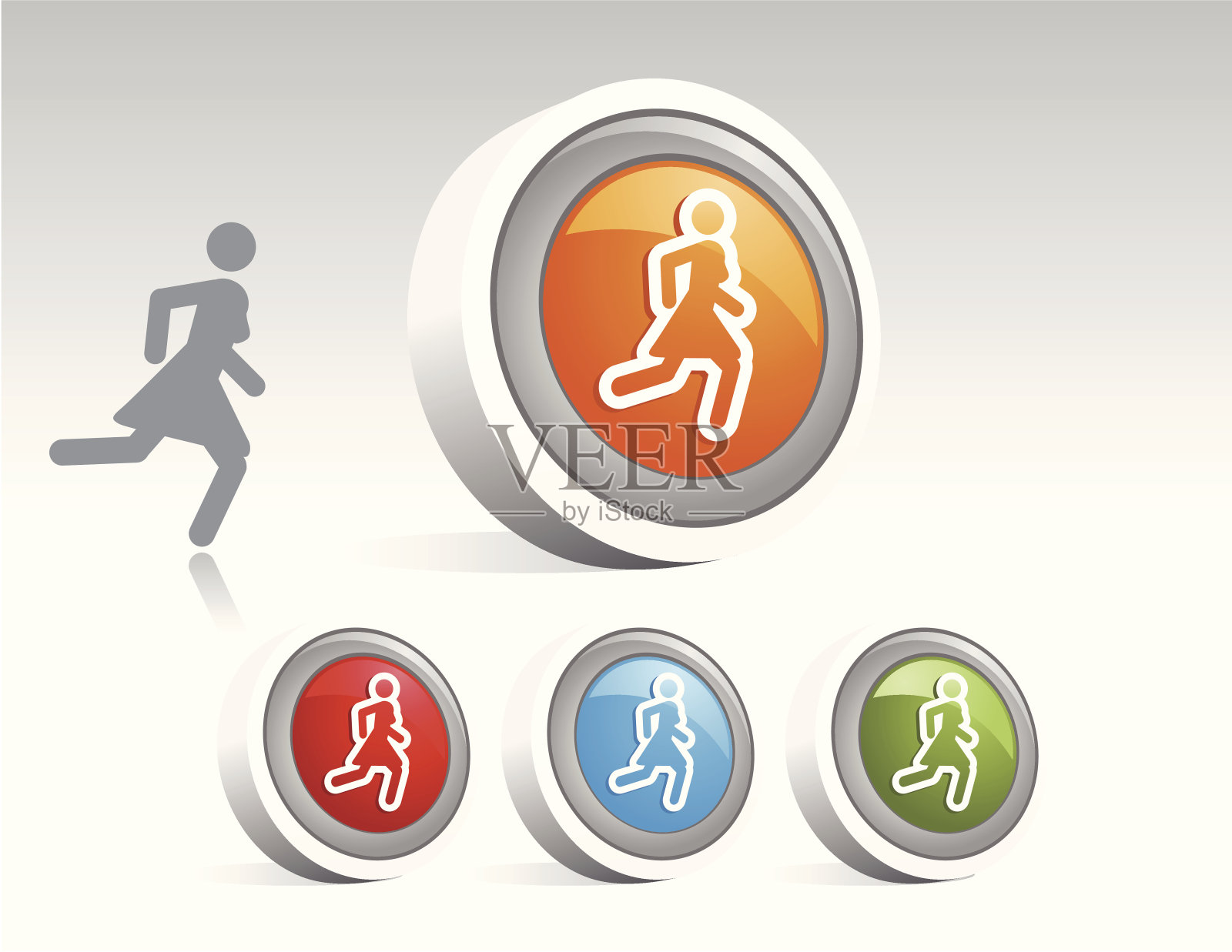 图标光盘-女人跑步插画图片素材