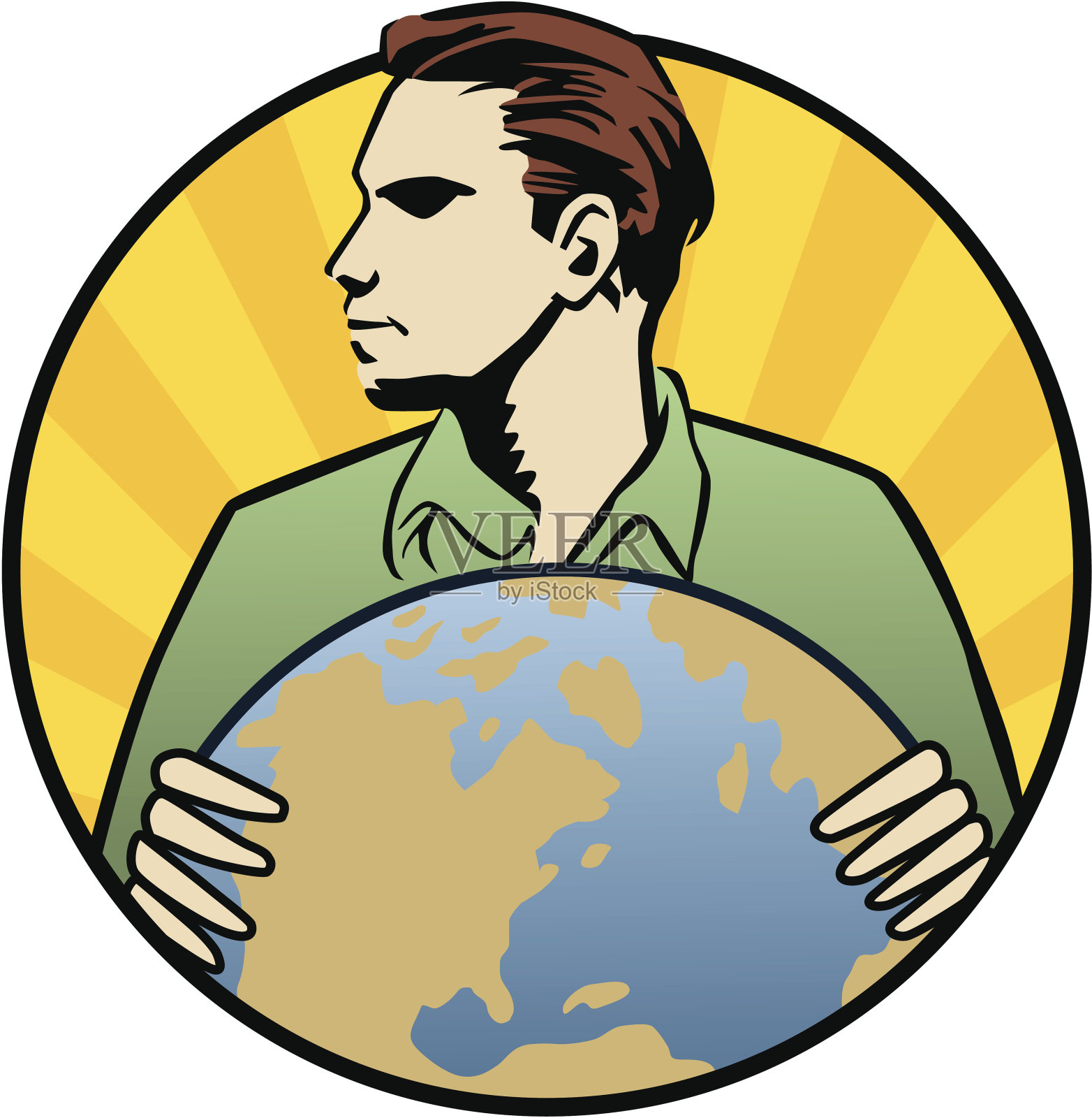 拥有世界的男人插画图片素材