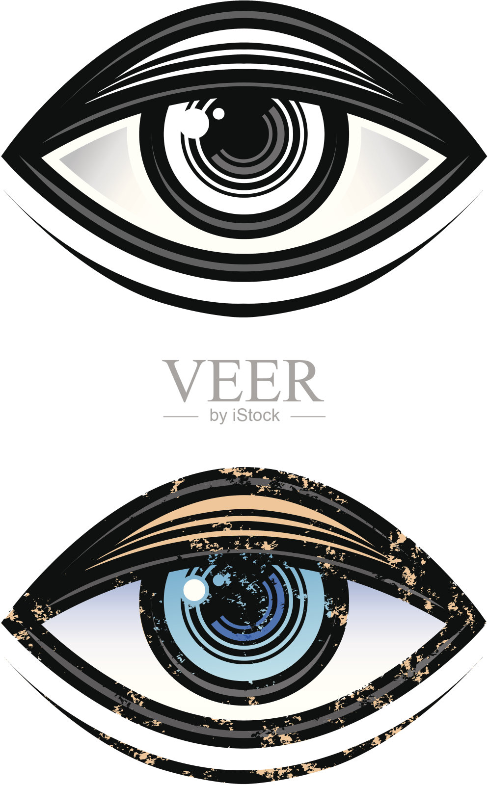 白色背景下眼睛的特写镜头插画图片素材