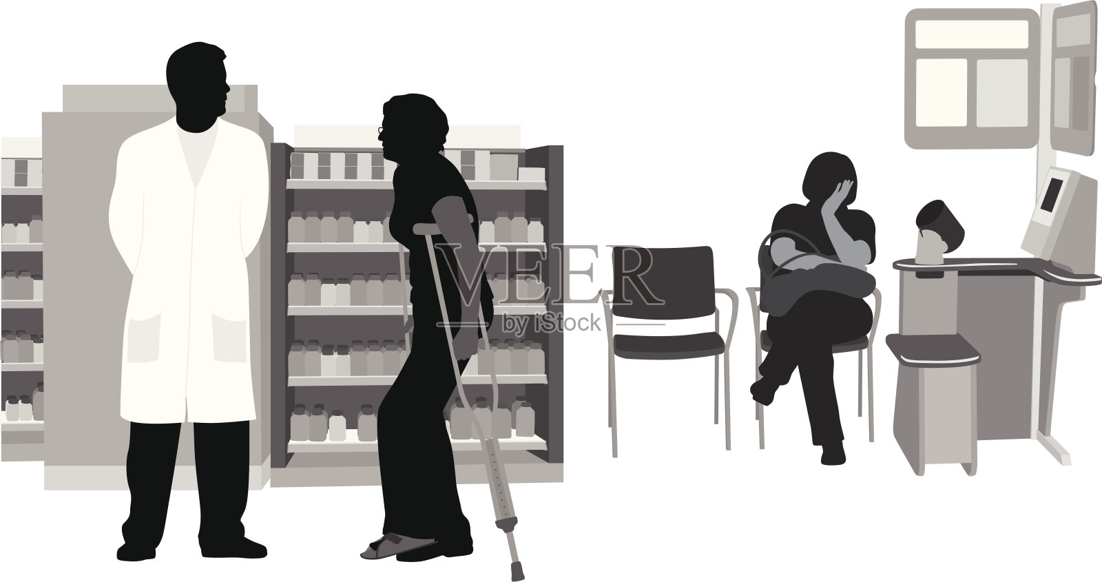 一对夫妇站在家里的侧影插画图片素材