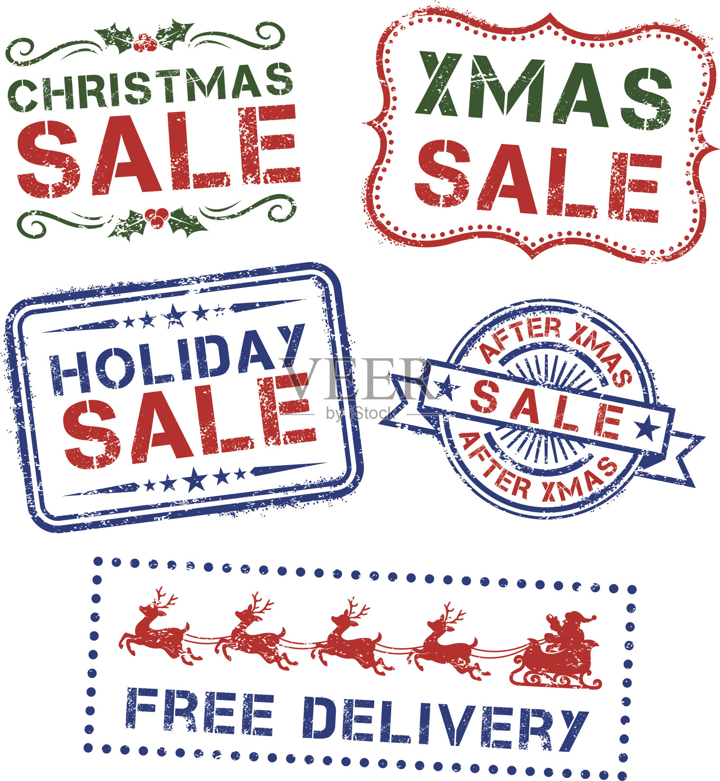 橡皮邮票-圣诞特卖设计元素图片