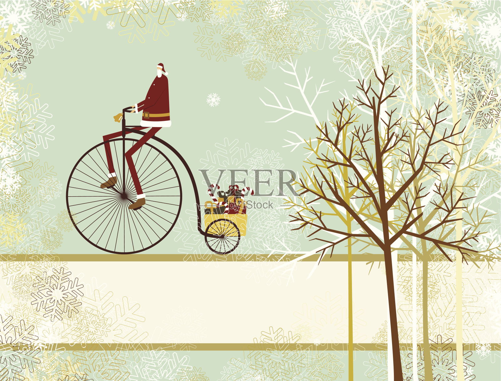 圣诞老人和圣诞横幅插画图片素材