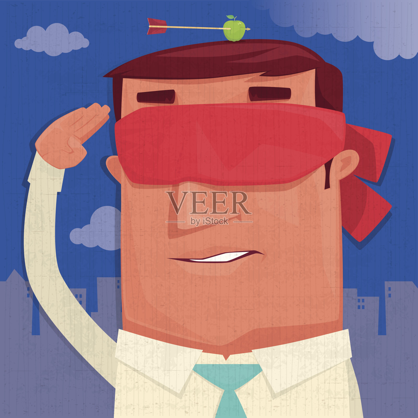 蒙上眼睛的人致敬插画图片素材