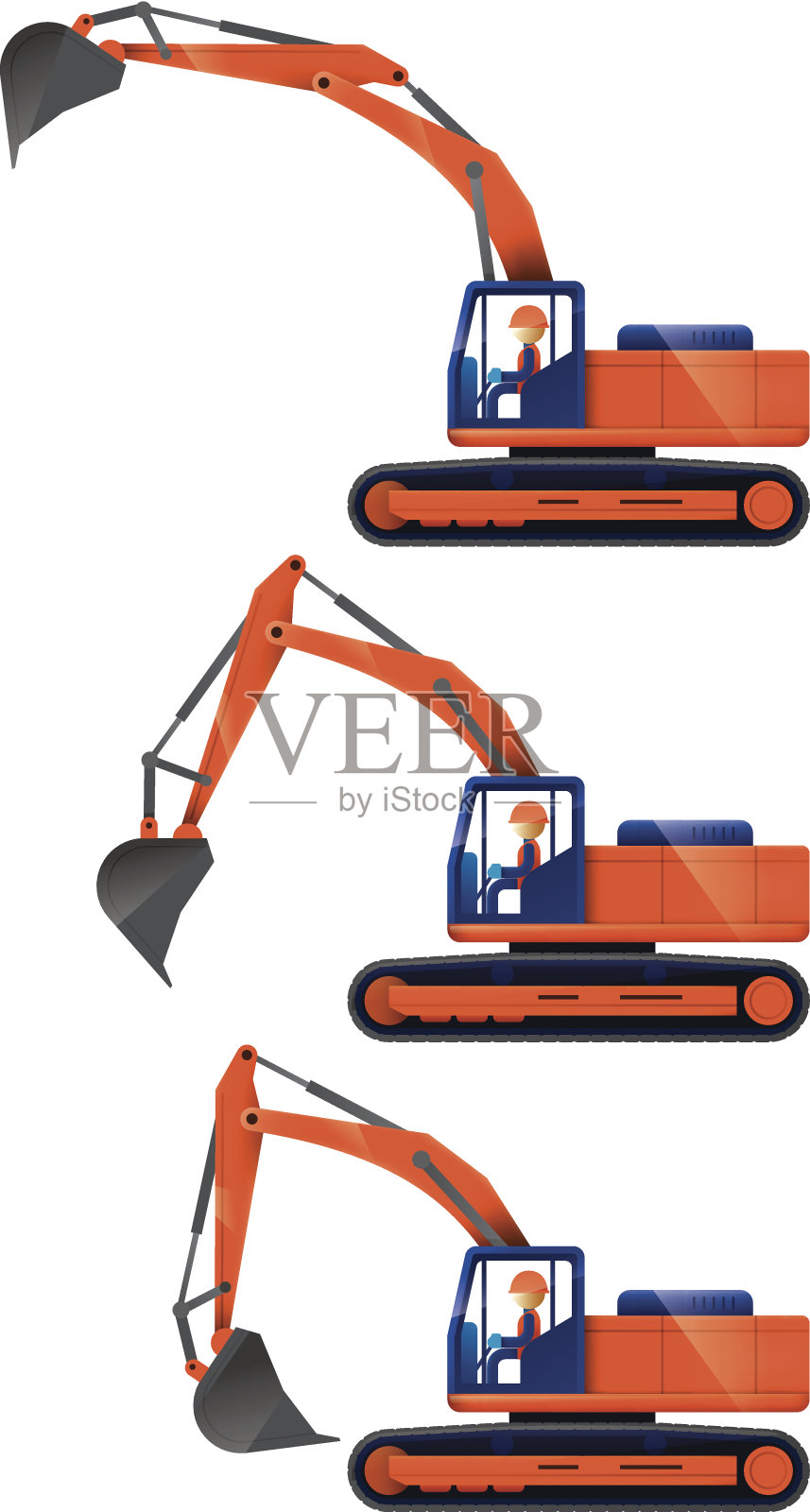 挖掘机插画图片素材