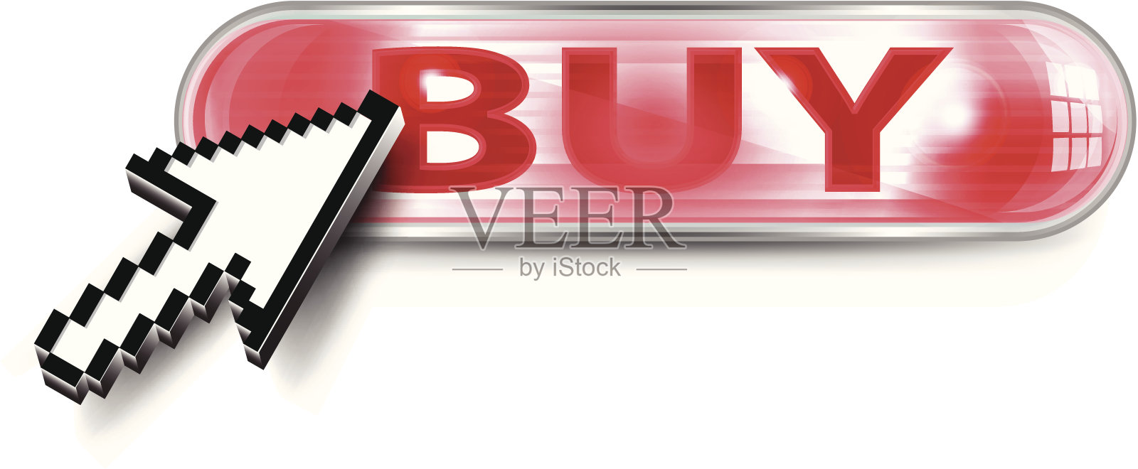 电脑光标在玻璃按钮|购买插画图片素材