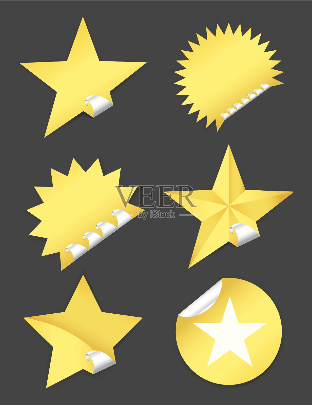 黄色星星贴纸设计元素图片