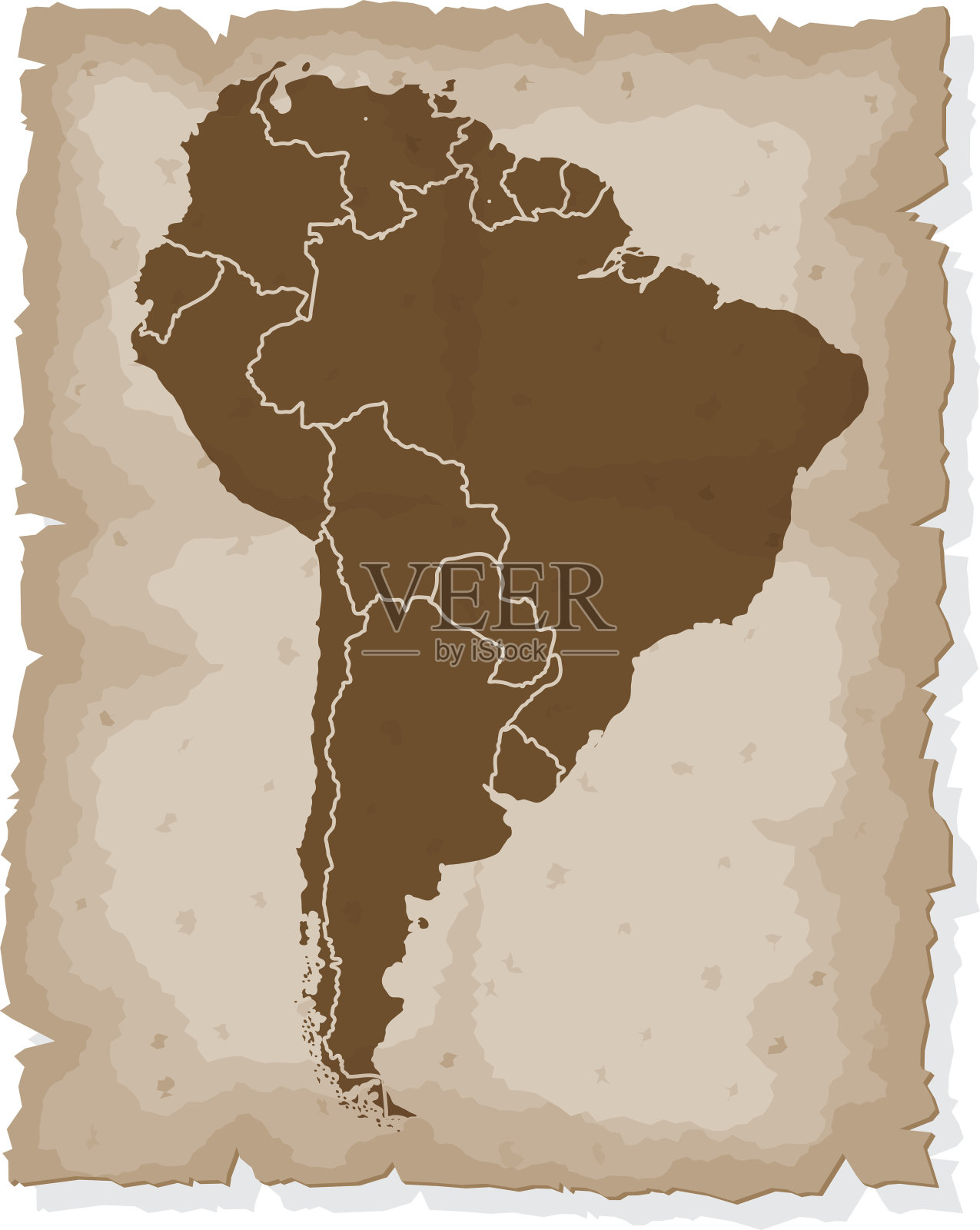 老式地图:南美插画图片素材