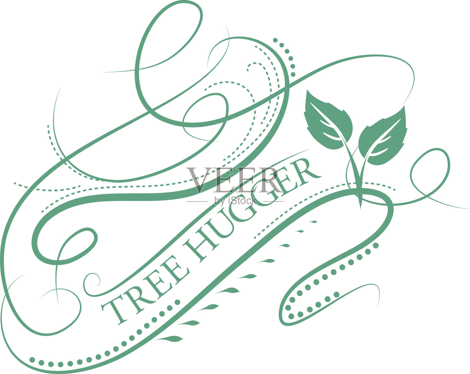 书法绿色自然点缀插画图片素材