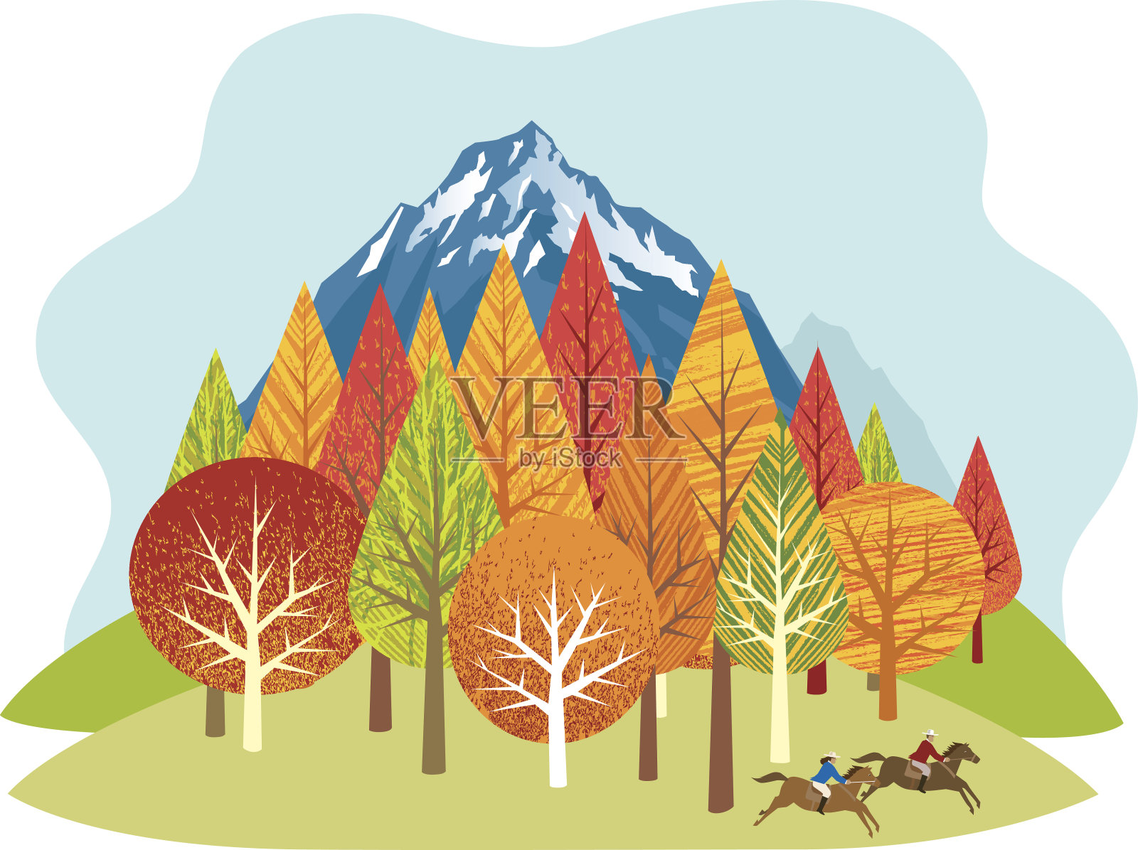 秋天的农村插画图片素材