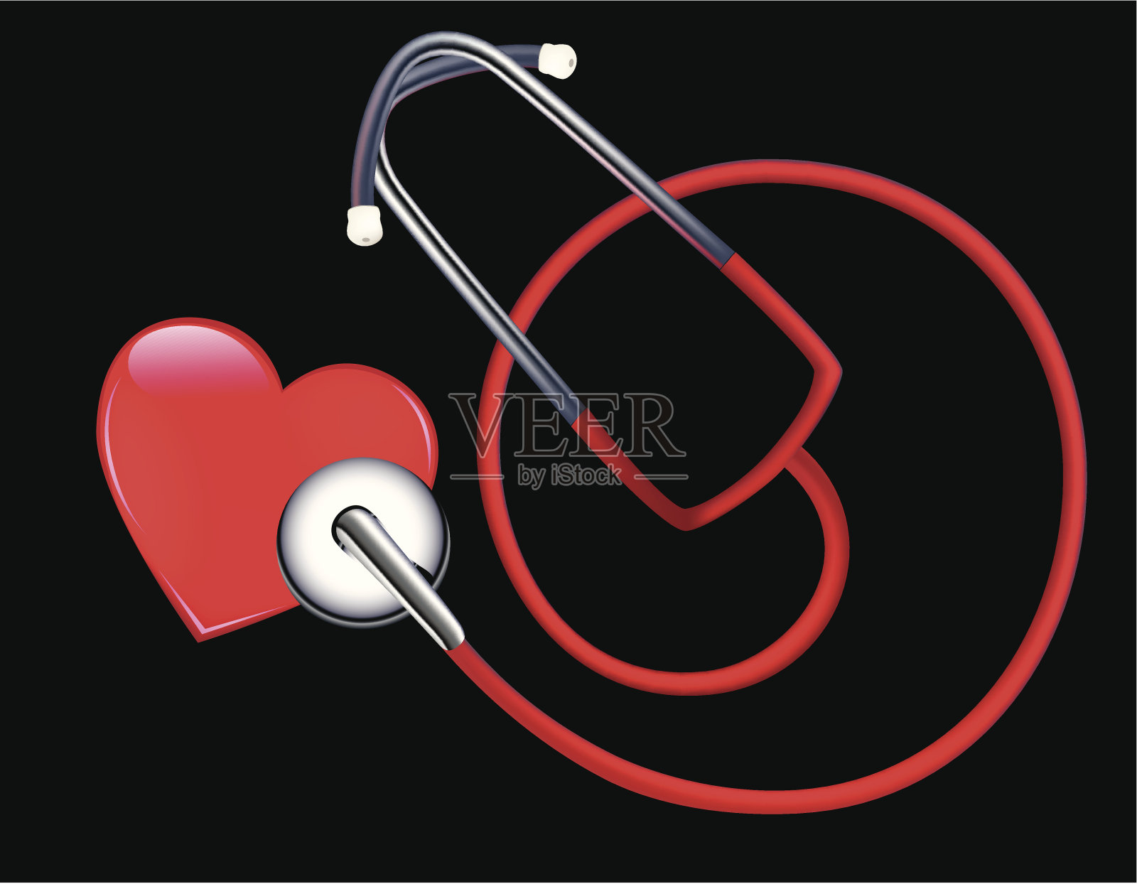 听诊器检查心脏插画图片素材
