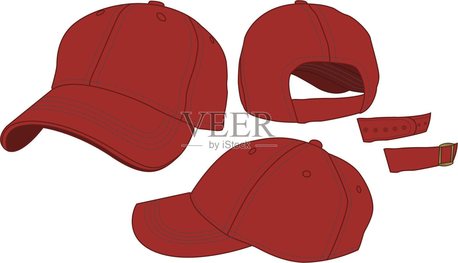 可调棒球帽模板设计元素图片