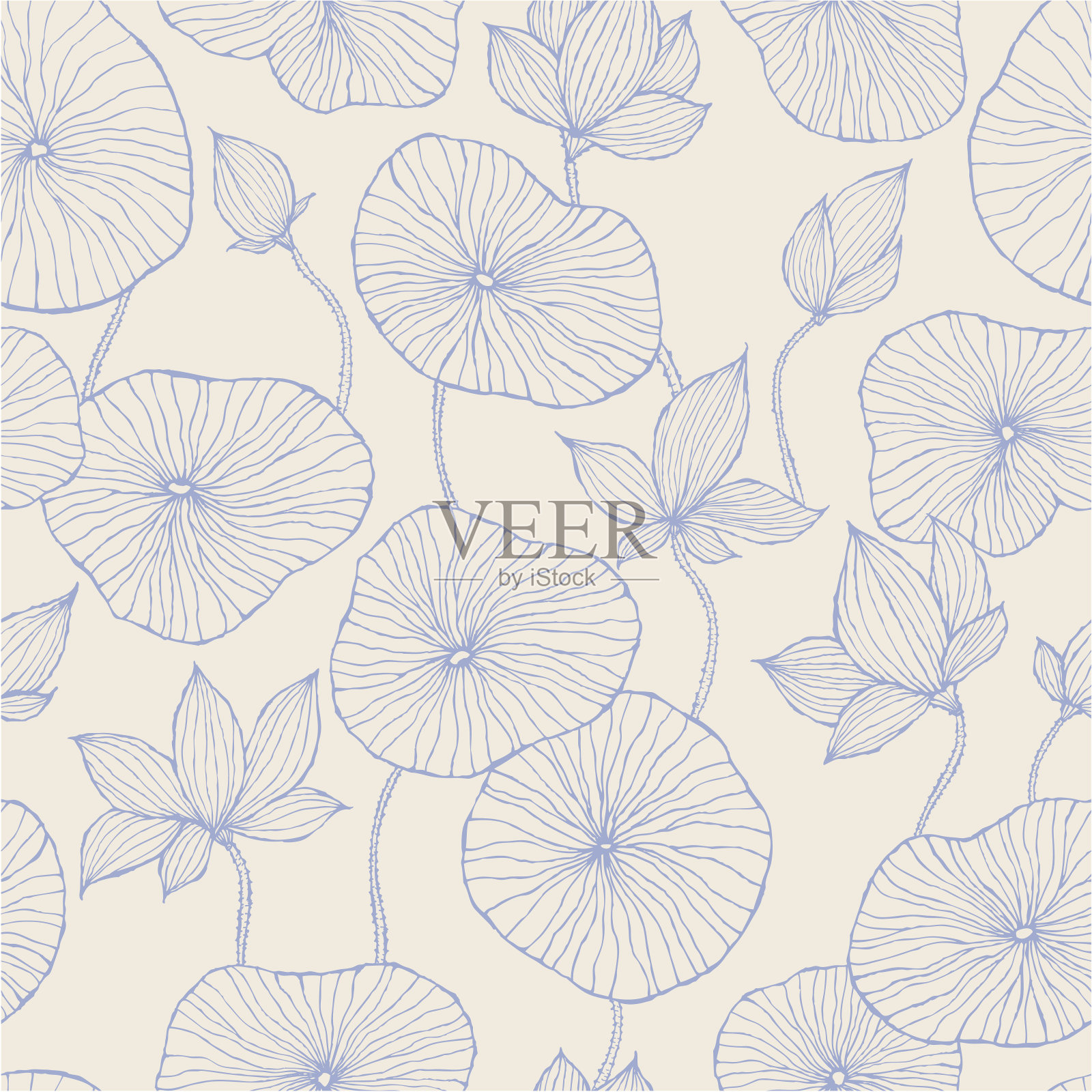 无缝模式吗? ?”蓝莲花插画图片素材