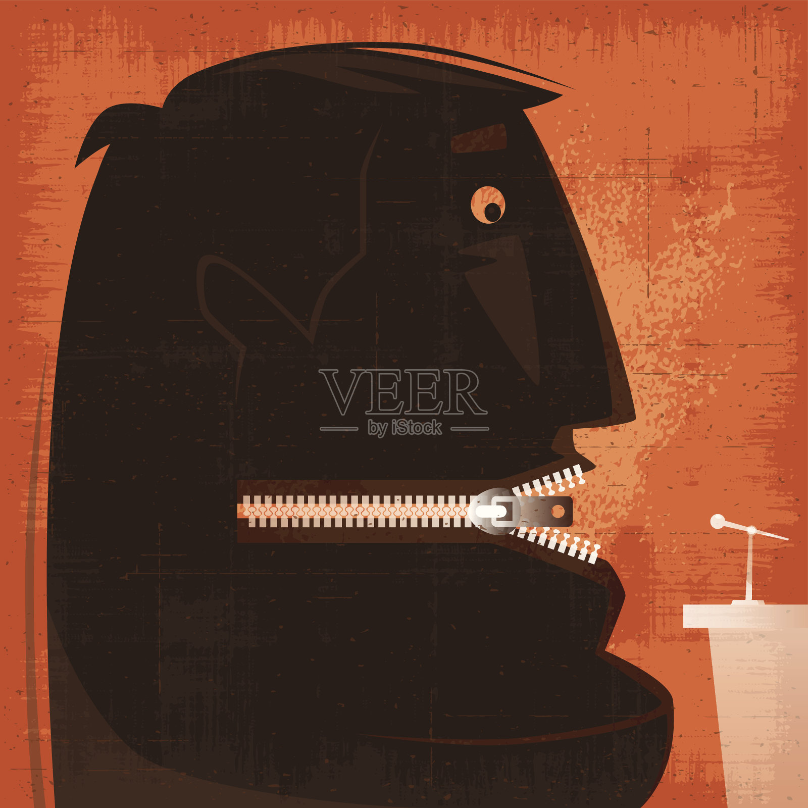 嘴巴紧闭的男人插画图片素材