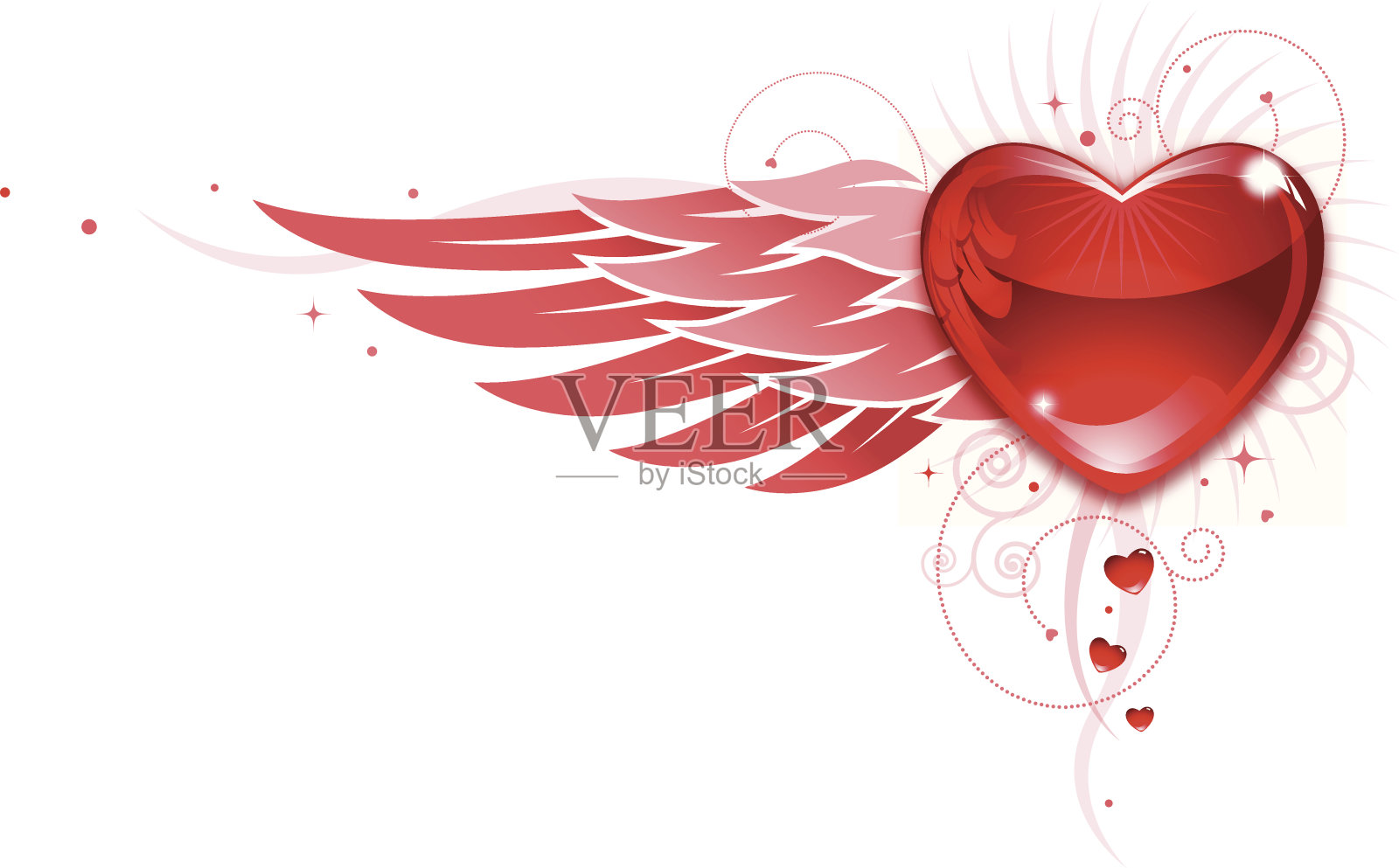情人节的心和翅膀的角落插画图片素材