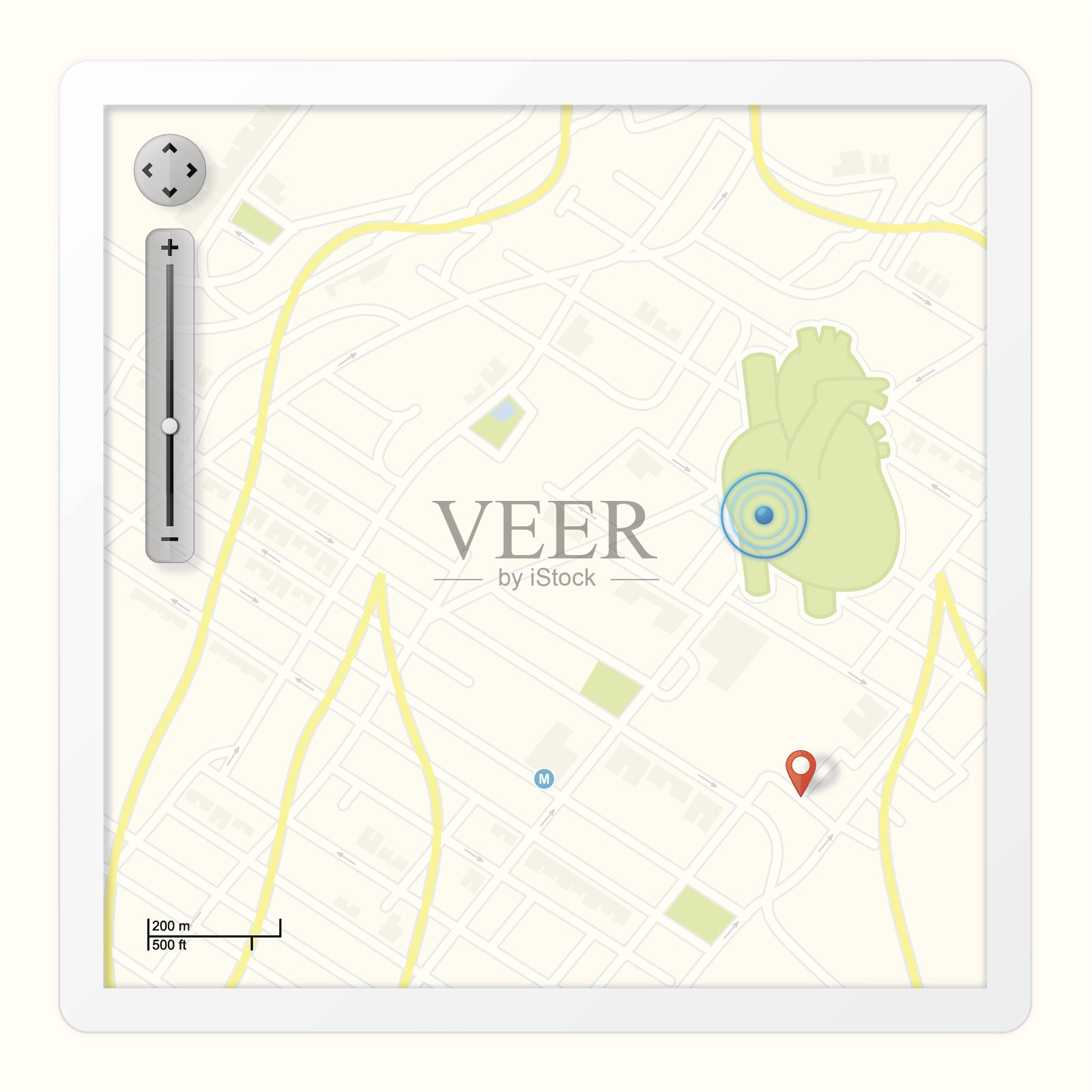 全球定位系统(GPS)的心插画图片素材