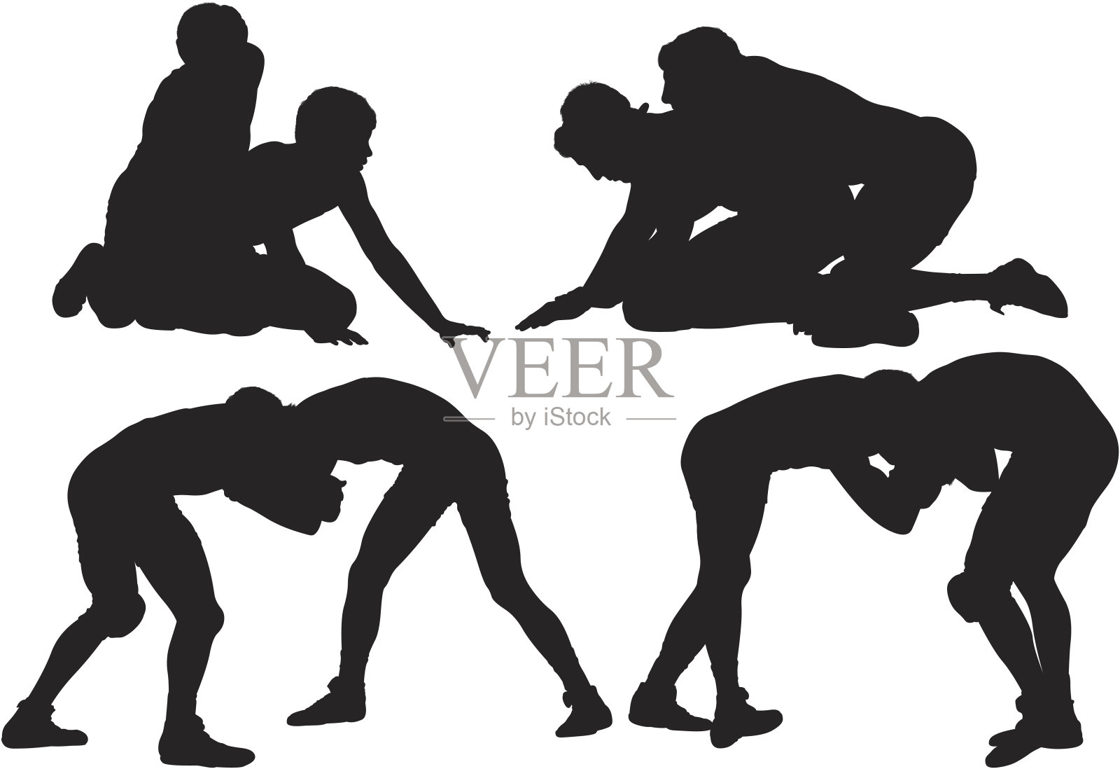 摔跤手在行动插画图片素材