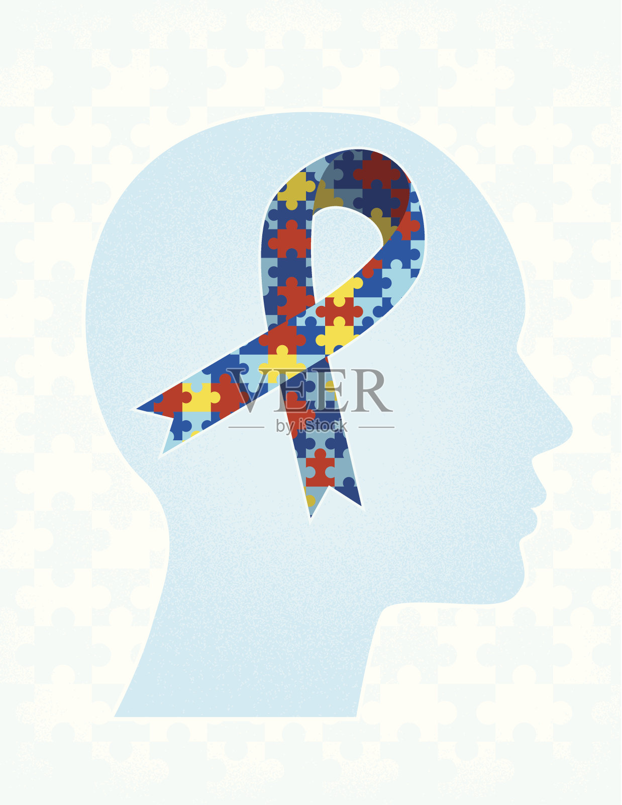 提高自闭症意识插画图片素材