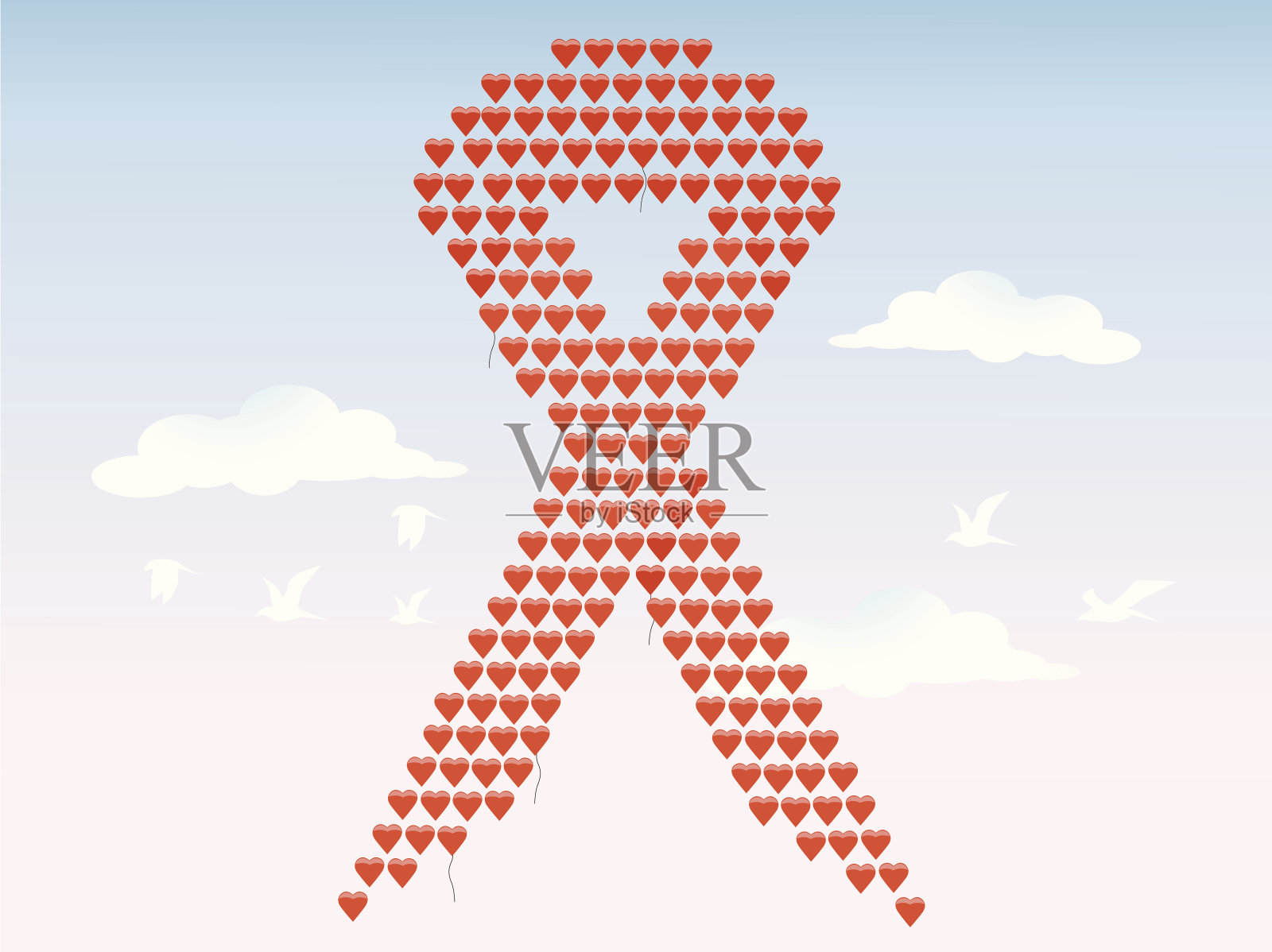 爱气球艾滋丝带插画图片素材