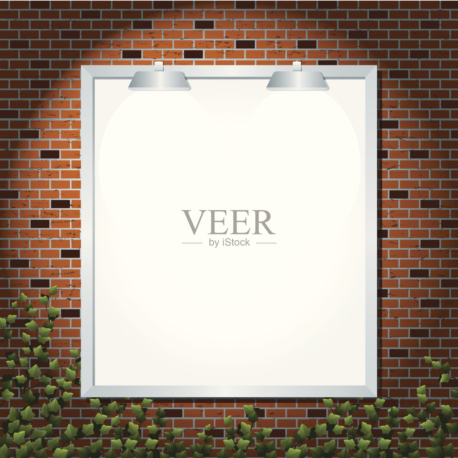 垂直广告牌靠砖墙插画图片素材