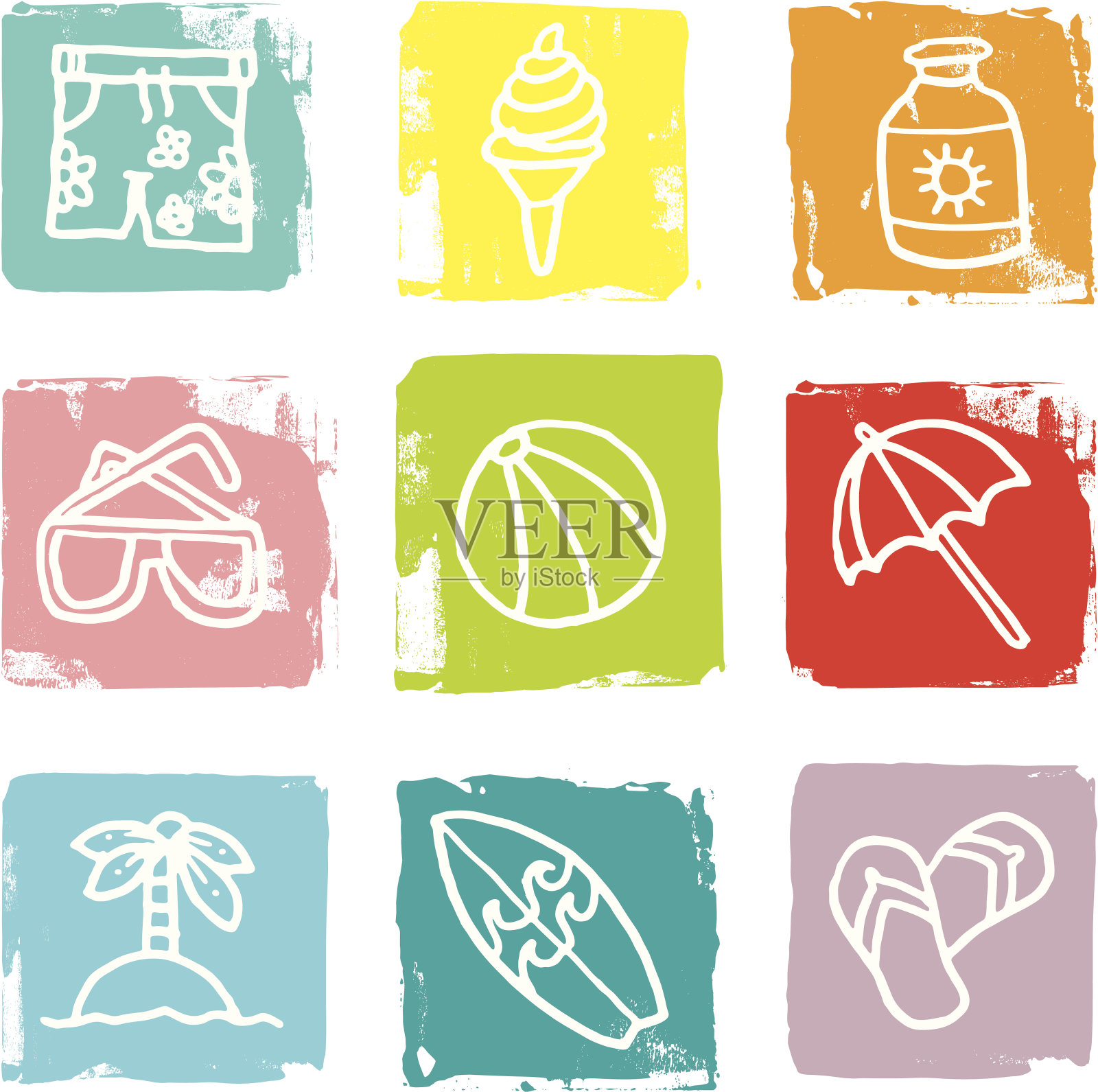 海滩和夏季图标块图标素材