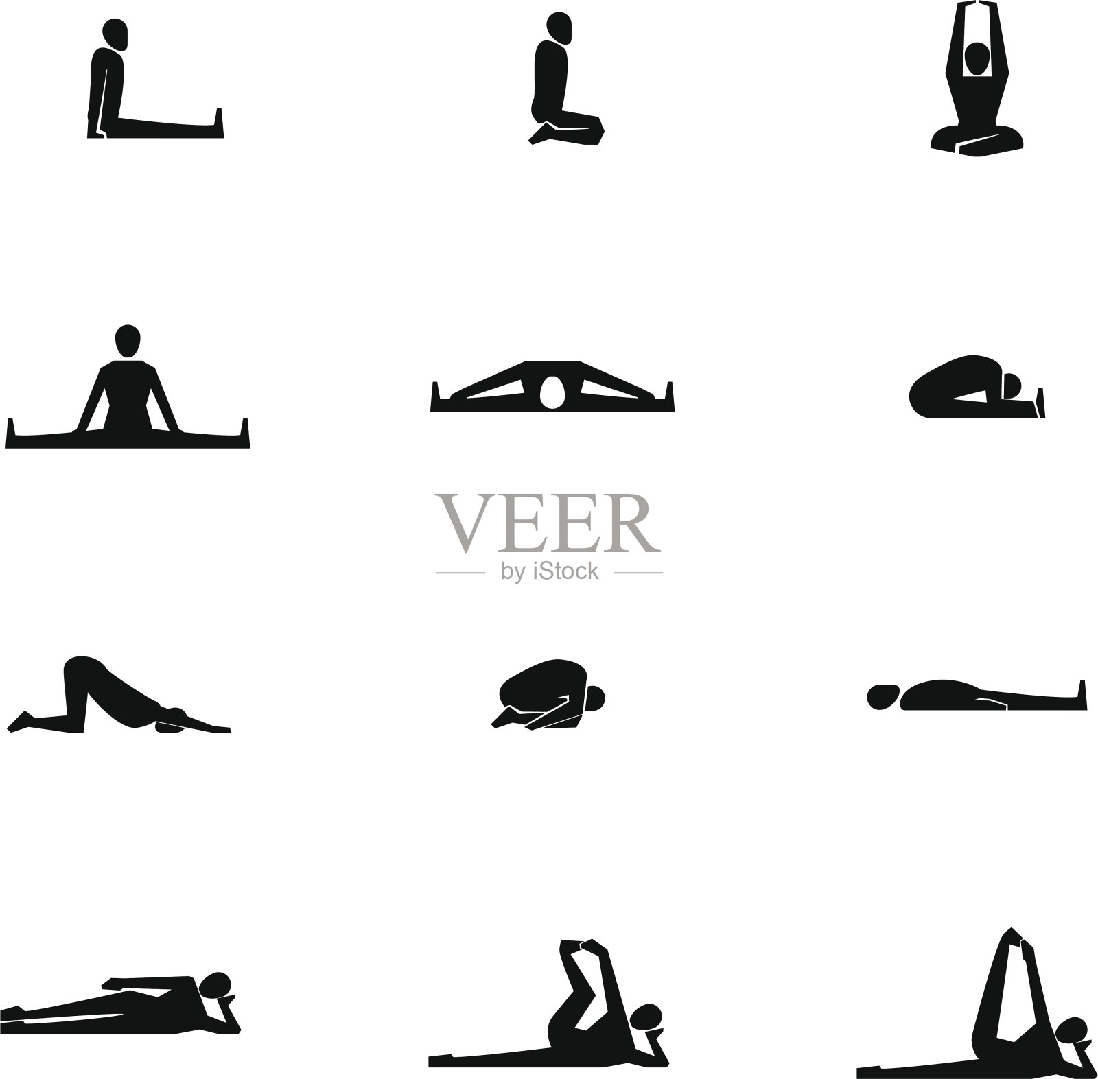 瑜伽图标设置插画图片素材