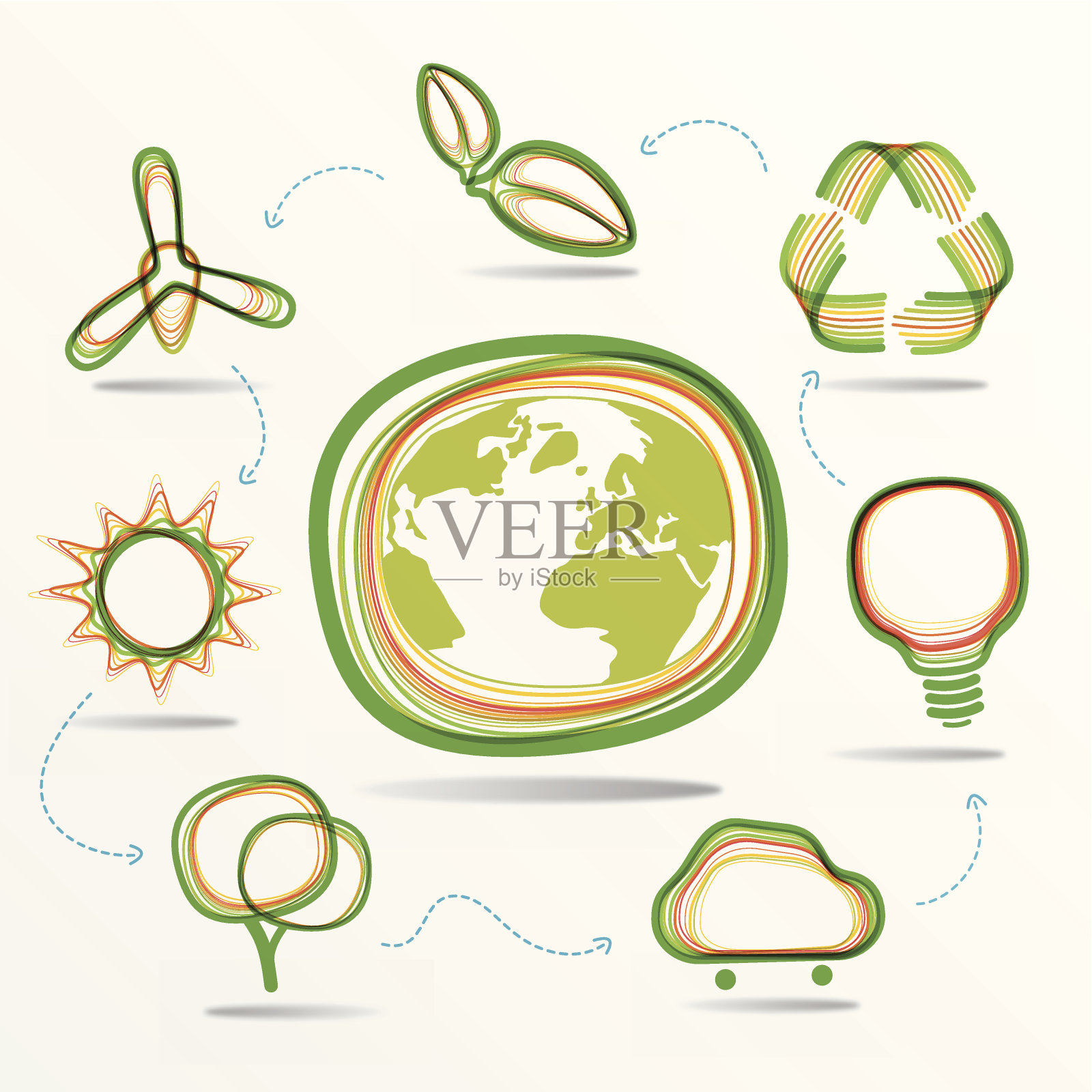 绿色生态图标集插画图片素材