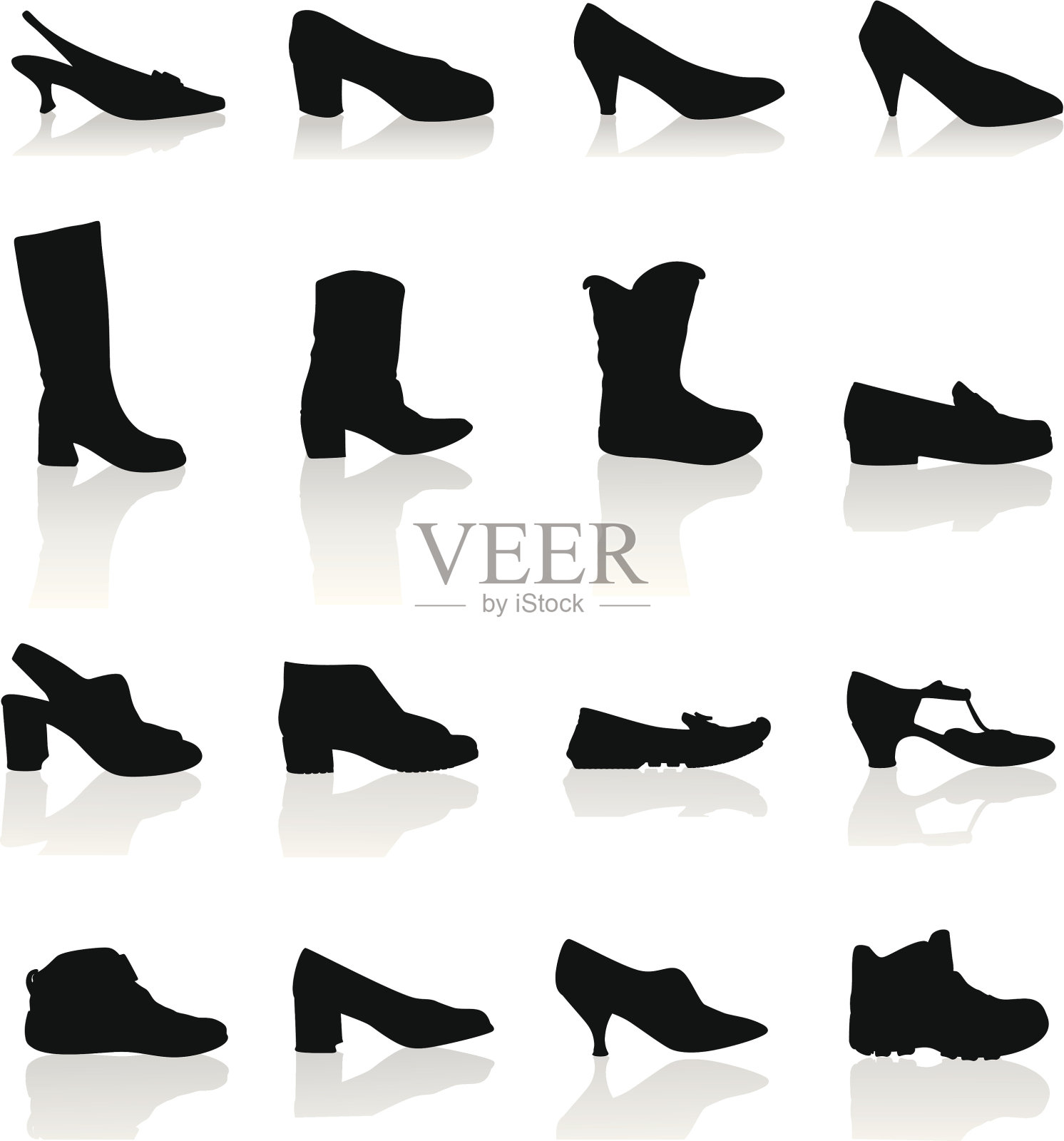 鞋子的剪影插画图片素材