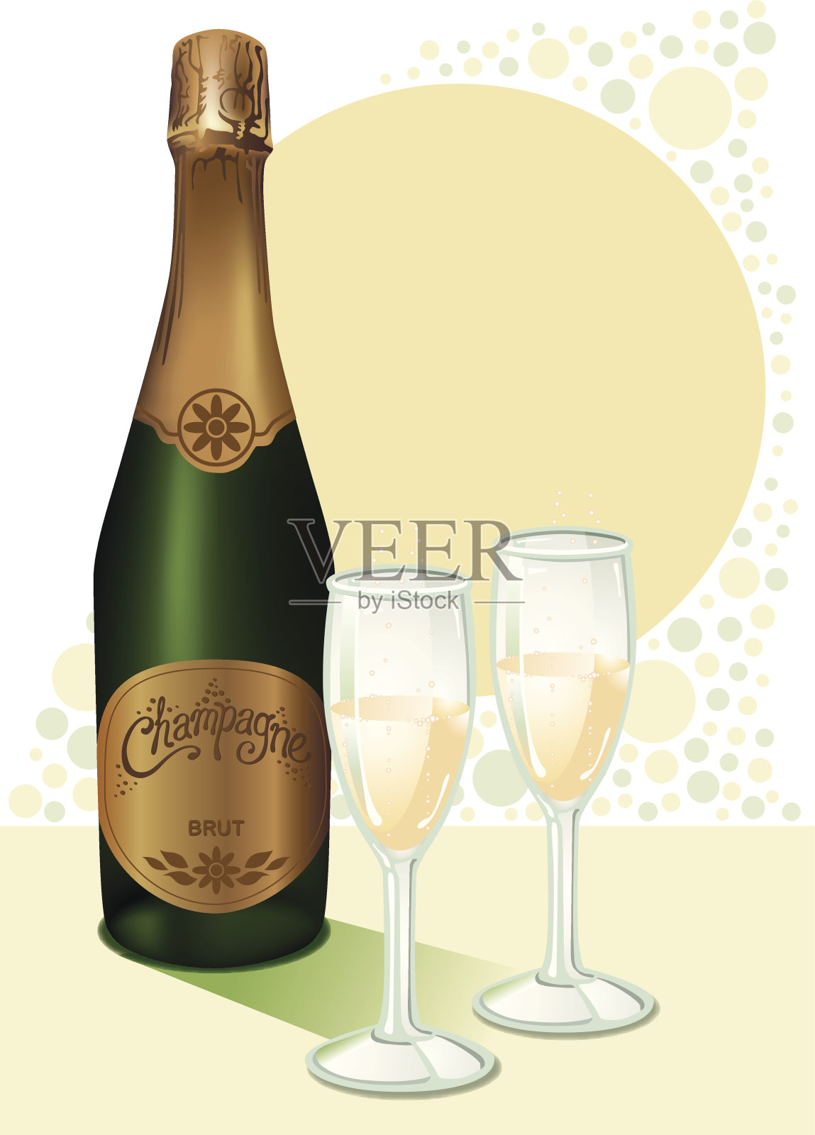 香槟和酒杯插画图片素材