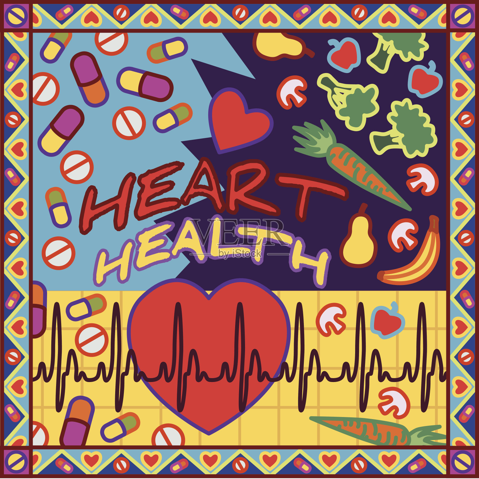 心脏健康成分插画图片素材