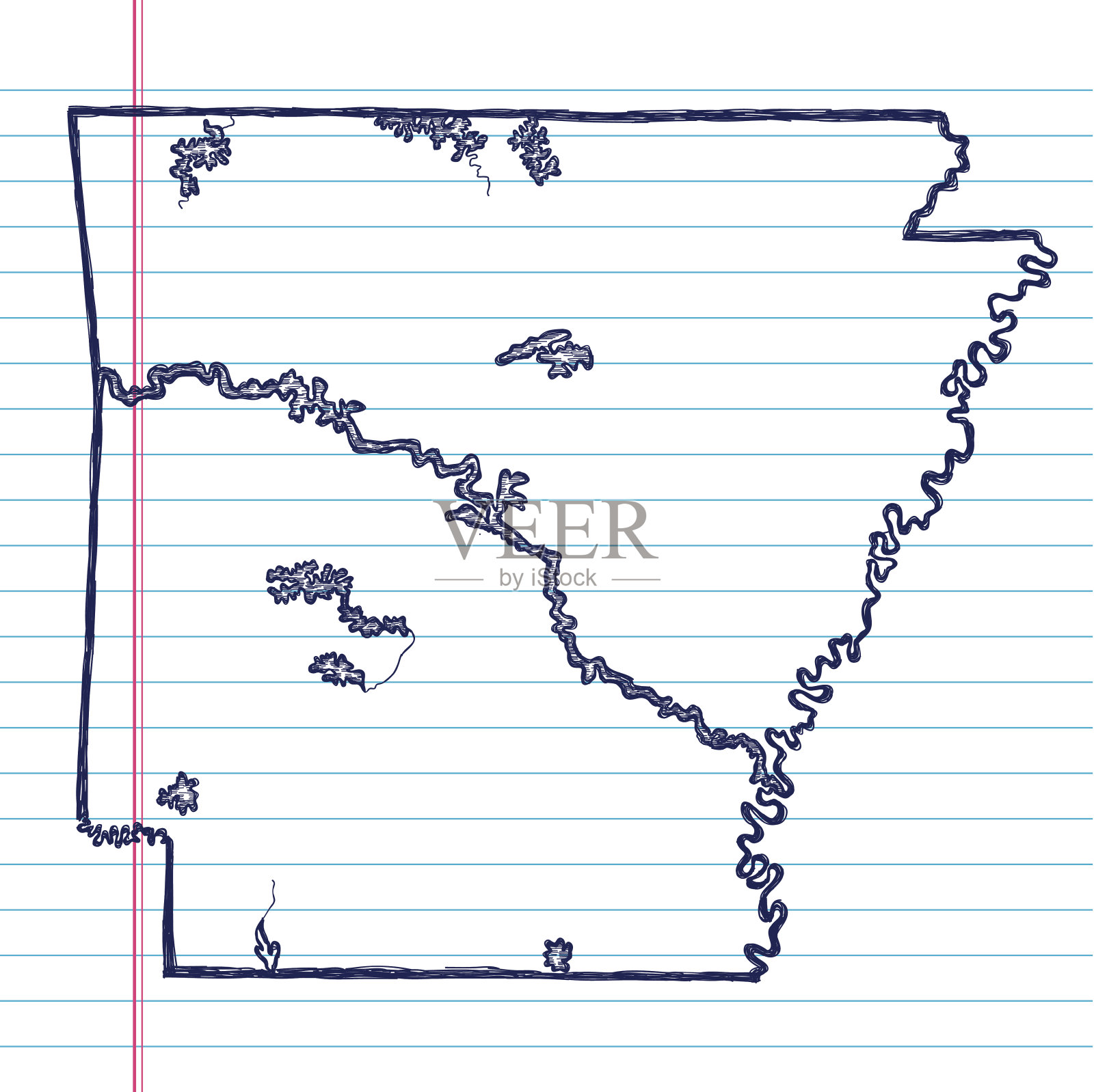 阿肯色州手绘地图设计元素图片