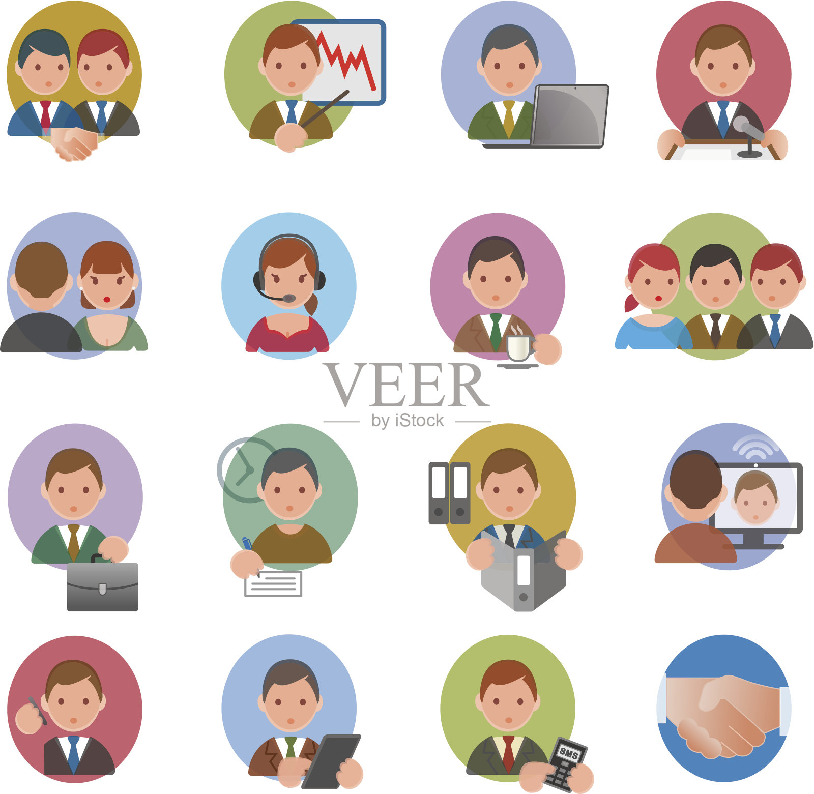 一套办公室和业务图标。图标素材